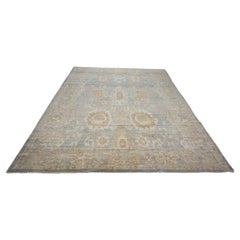 Tapis de sol Sultanabad Rugs en laine 10 x 14 bleu, or et ivoire fait main