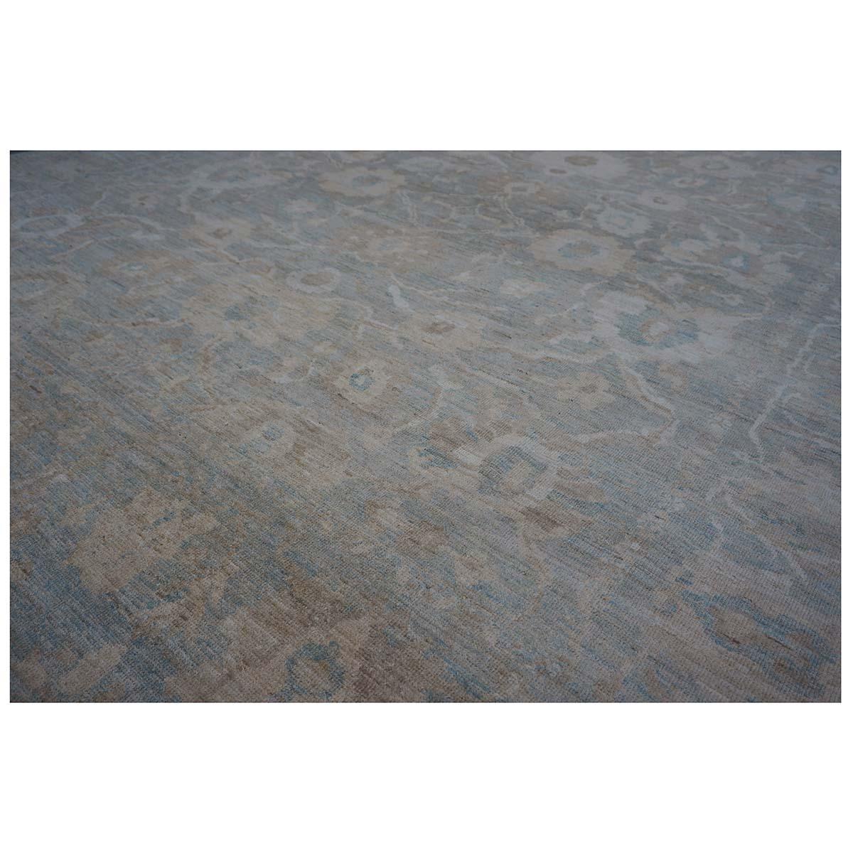 Persische Sultanabad Rugs 10x14 Schieferblau, Elfenbein & Tan Handgefertigter Wollteppich im Angebot 5