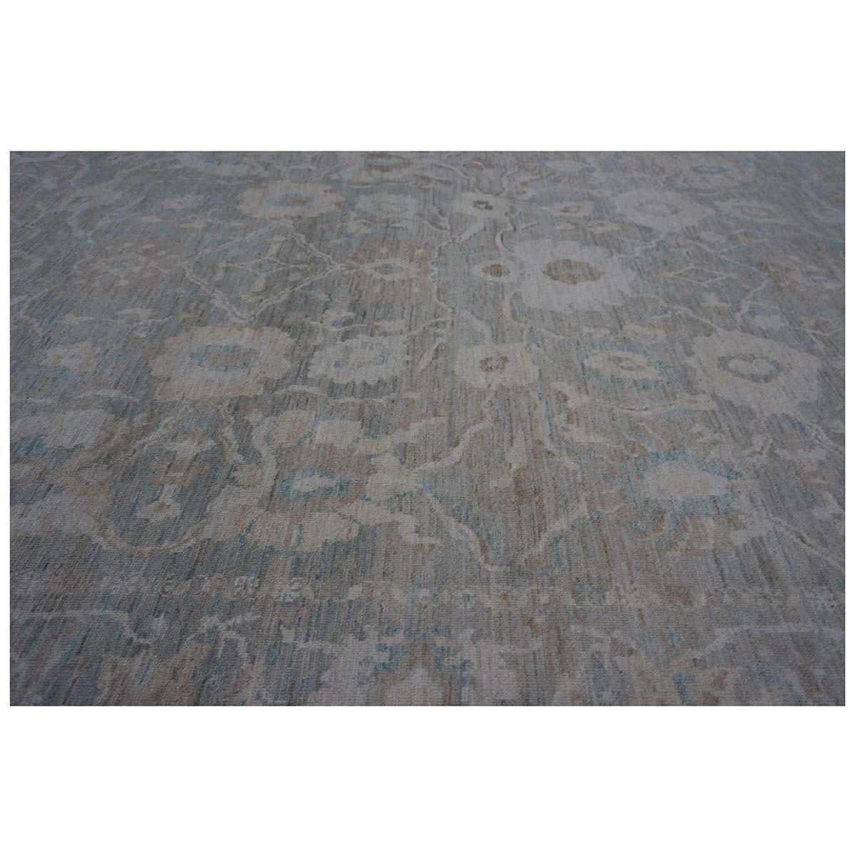 Persische Sultanabad Rugs 10x14 Schieferblau, Elfenbein & Tan Handgefertigter Wollteppich im Angebot 6