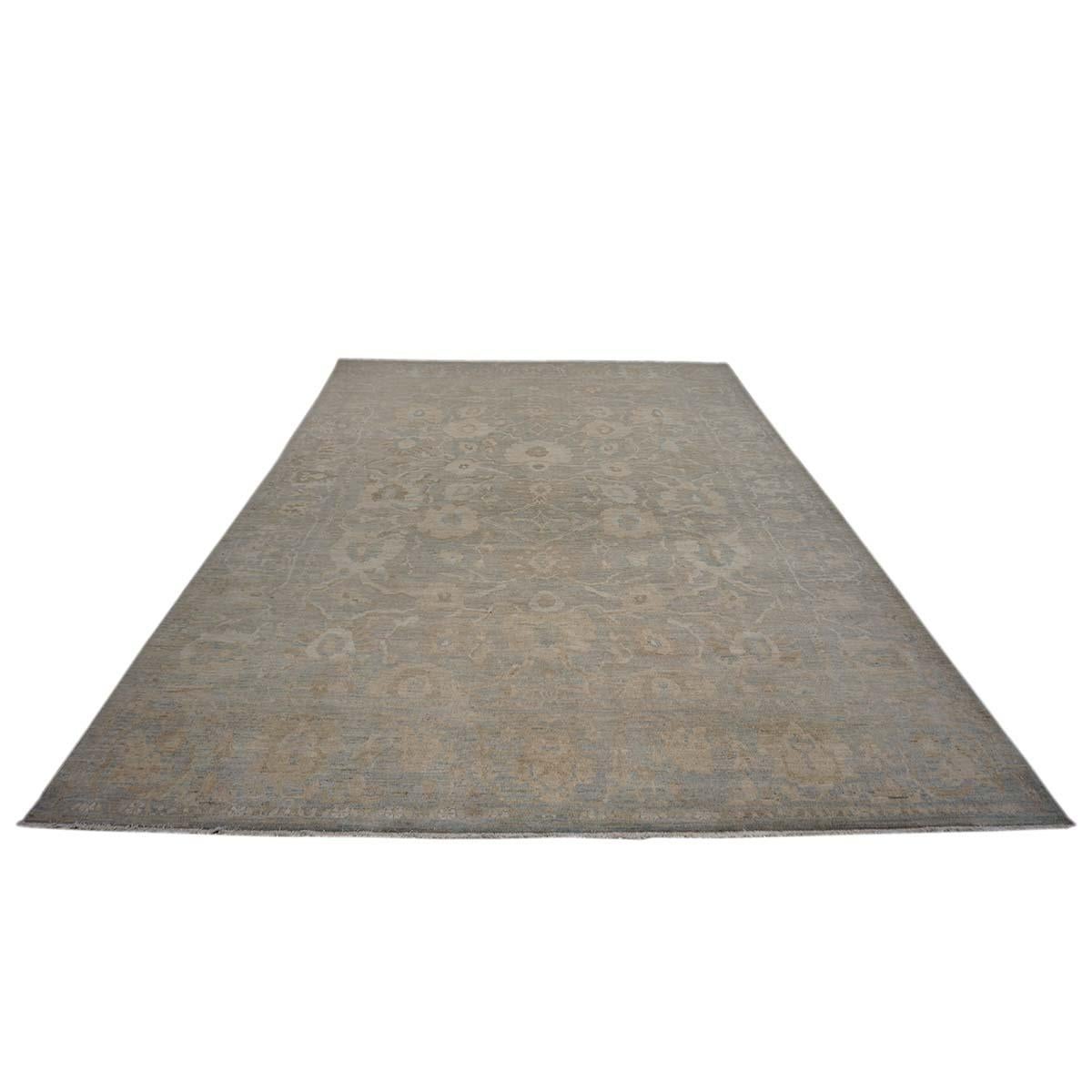 Persische Sultanabad Rugs 10x14 Schieferblau, Elfenbein & Tan Handgefertigter Wollteppich im Angebot 1