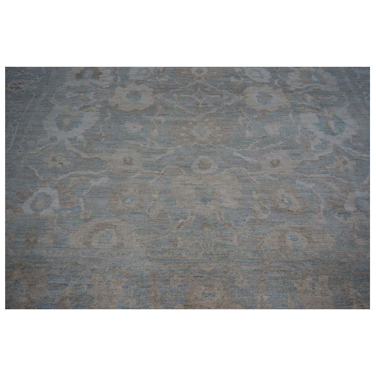 Persische Sultanabad Rugs 10x14 Schieferblau, Elfenbein & Tan Handgefertigter Wollteppich im Angebot 2