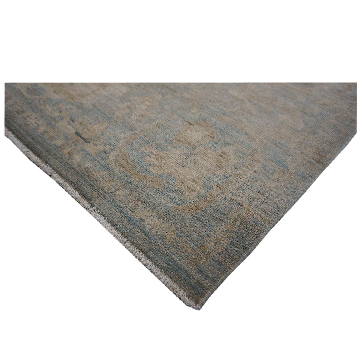 Alfombra de lana persa Sultanabad Rugs 10x14 Azul pizarra, marfil y tostado hecha a mano en venta 1