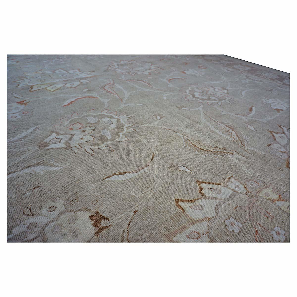 Persischer Sultanabad Rugs Wollteppich 13 x 18 Elfenbein, Orange, Taupe & Grün Handgefertigter Vorleger im Angebot 4