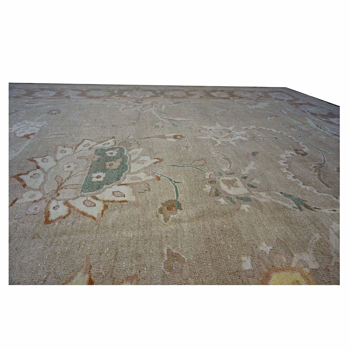 Persischer Sultanabad Rugs Wollteppich 13 x 18 Elfenbein, Orange, Taupe & Grün Handgefertigter Vorleger im Angebot 5