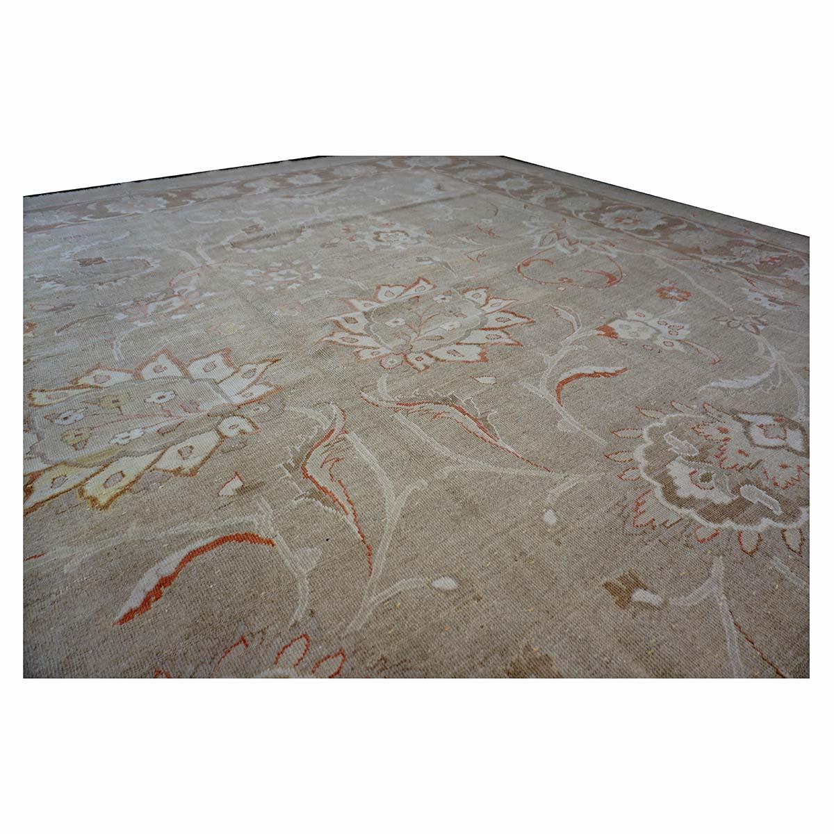 Persischer Sultanabad Rugs Wollteppich 13 x 18 Elfenbein, Orange, Taupe & Grün Handgefertigter Vorleger im Angebot 6