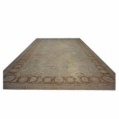 Vintage Persian Sultanabad Wool 13x18 Ivory, Taupe & Green Handmade Area Rug