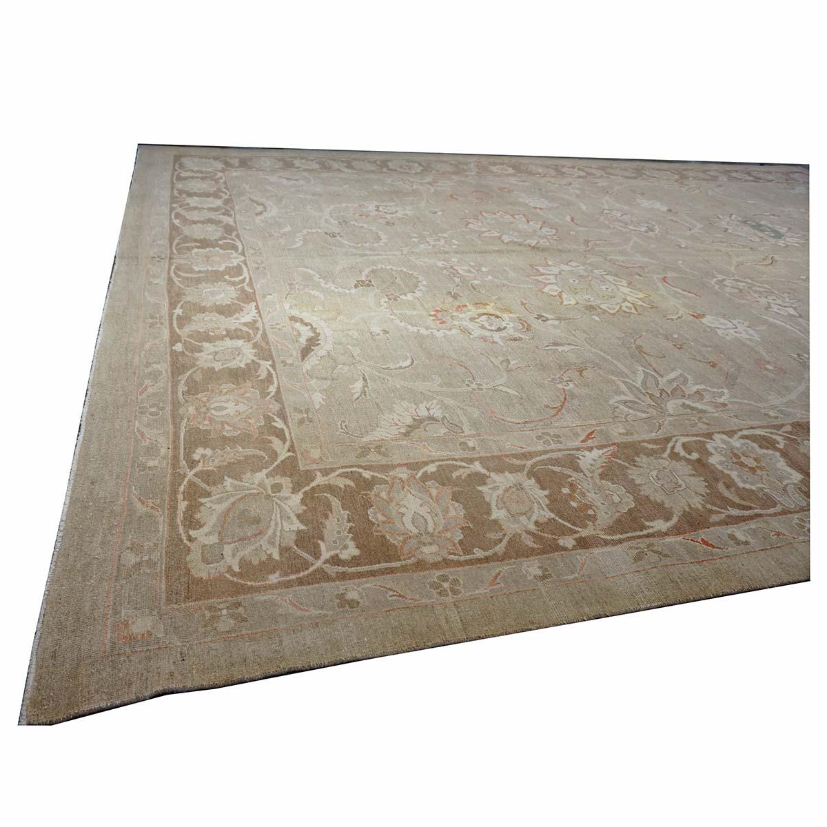 Persischer Sultanabad Rugs Wollteppich 13 x 18 Elfenbein, Orange, Taupe & Grün Handgefertigter Vorleger (21. Jahrhundert und zeitgenössisch) im Angebot