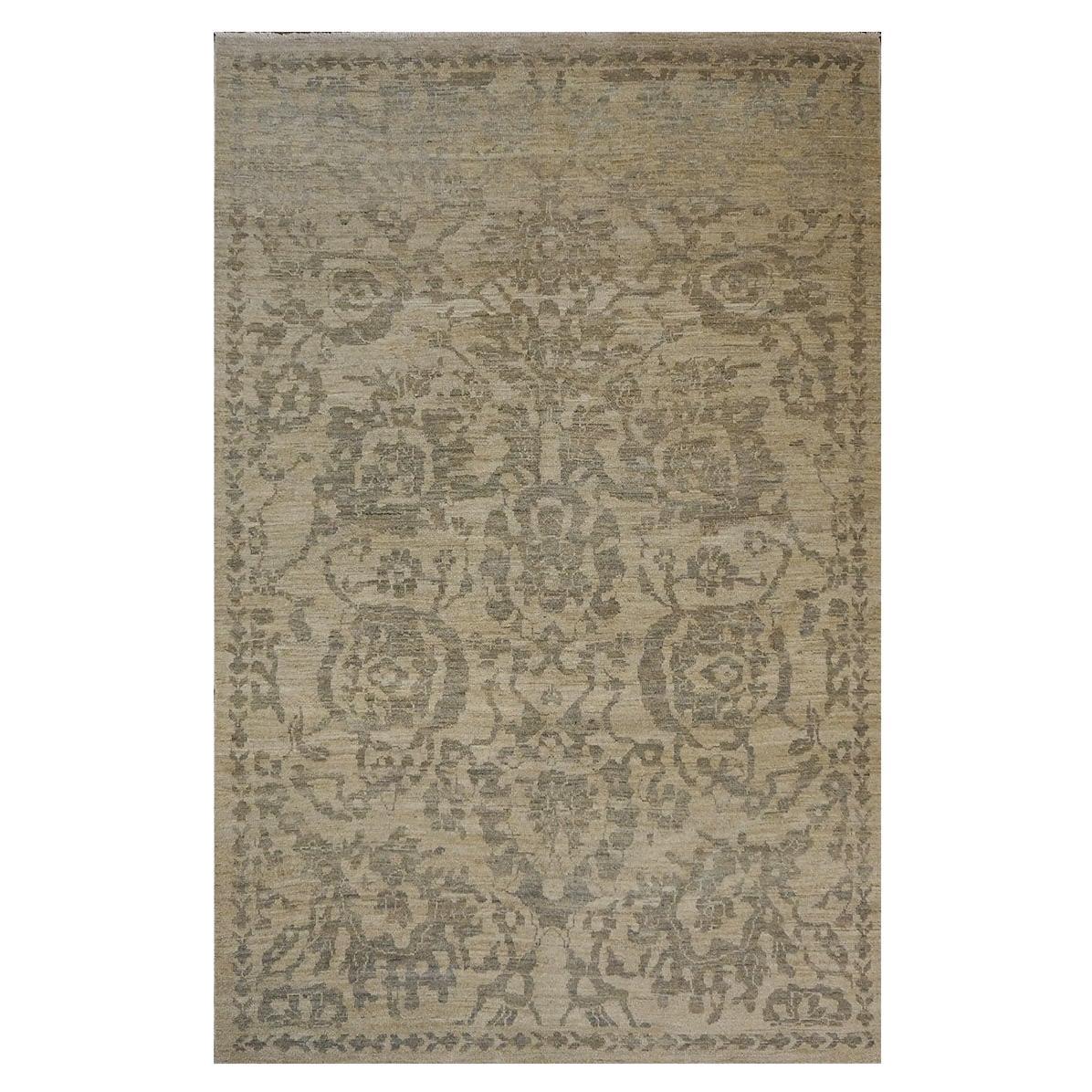 Persian Sultanabad Wool 6x9 Ivory & Gray Handmade Area Rug