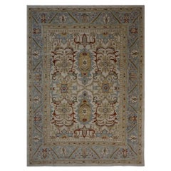 Persian Sultanabad Wool 8 x 10 Ivory, Blue, Red & Tan Handmade Area Rug