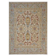 Persian Sultanabad Wool 8 x 10 Ivory, Blue, Red & Tan Handmade Area Rug Persian Sultanabad Wool 8 x 10 Ivory, Blue, Red & Tan Handmade Area Rug