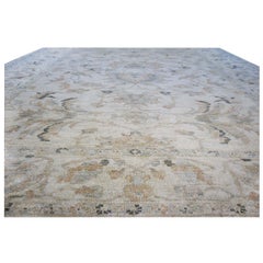 Persian Sultanabad Wool 9x11 Ivory, Grey & Light Blue Handmade Area Rug