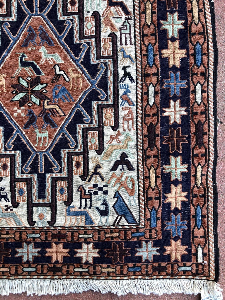 Persian Sumak Multi-Color Tribal Animal Motif Kilim Rug For Sale at 1stDibs  | tribal kilim rug, animal motif persian rugs