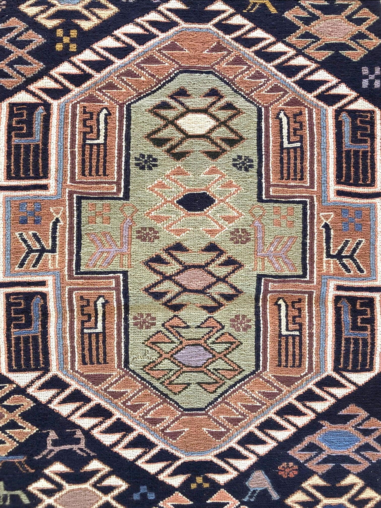 Contemporary Persian Sumak Multi-Color Tribal Kilim