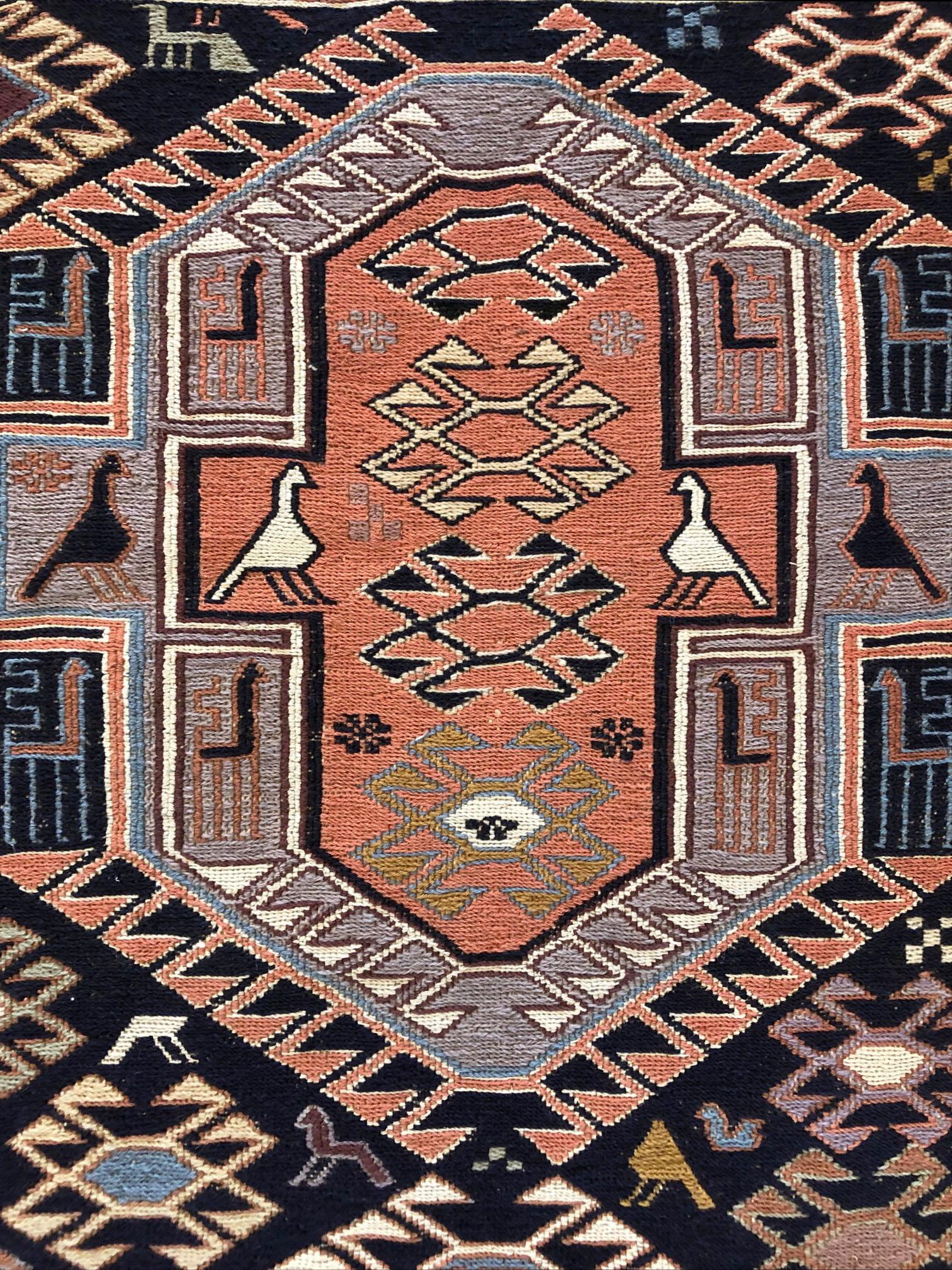 Wool Persian Sumak Multi-Color Tribal Kilim