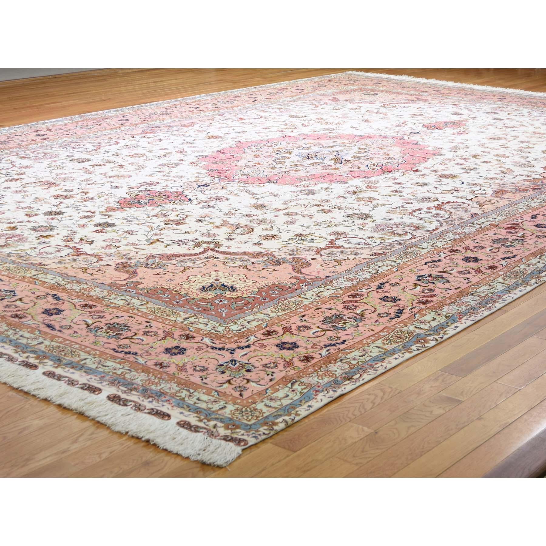 Persian Tabriz 400 Kpsi Mansion Size Wool and Silk Hand Knotted Rug 4
