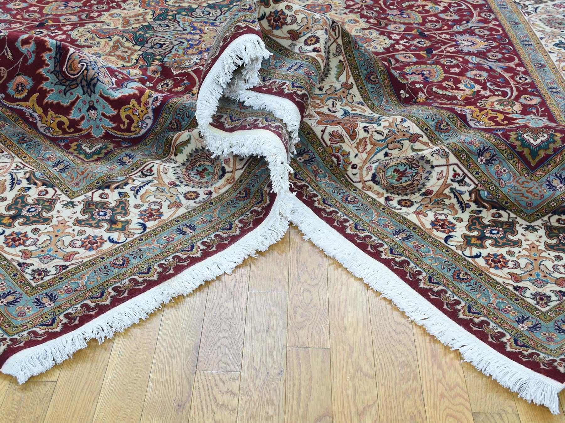 Mid-20th Century Persian Tabriz 400 Kpsi Wool and Silk Handmade Oriental Rug