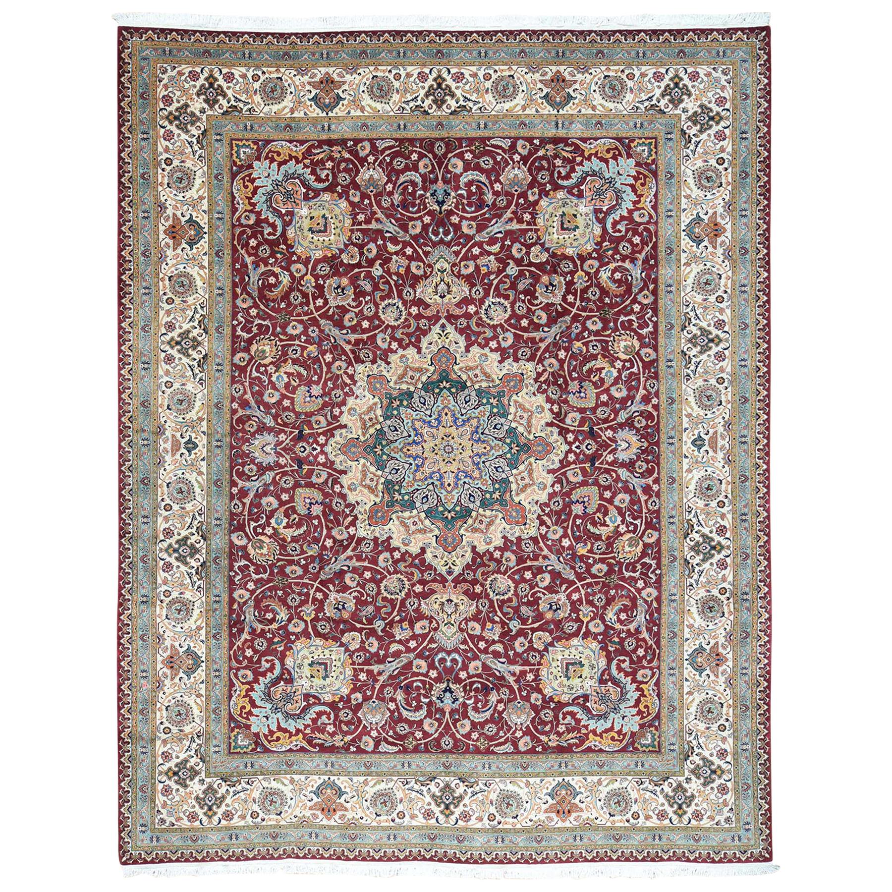 Persian Tabriz 400 Kpsi Wool and Silk Handmade Oriental Rug