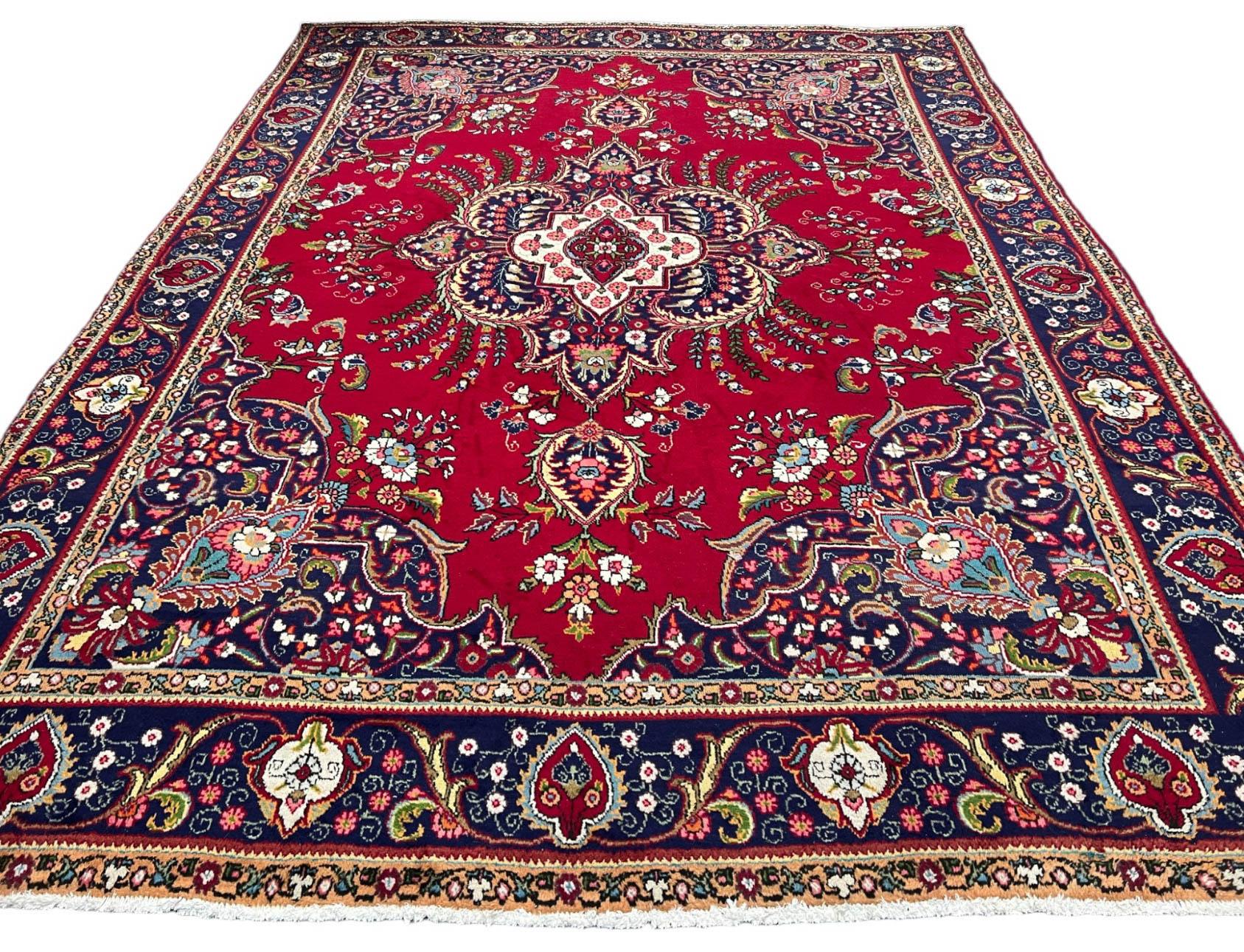 Hand-Knotted 10' x 13' Persian Tabriz Area Rug  For Sale