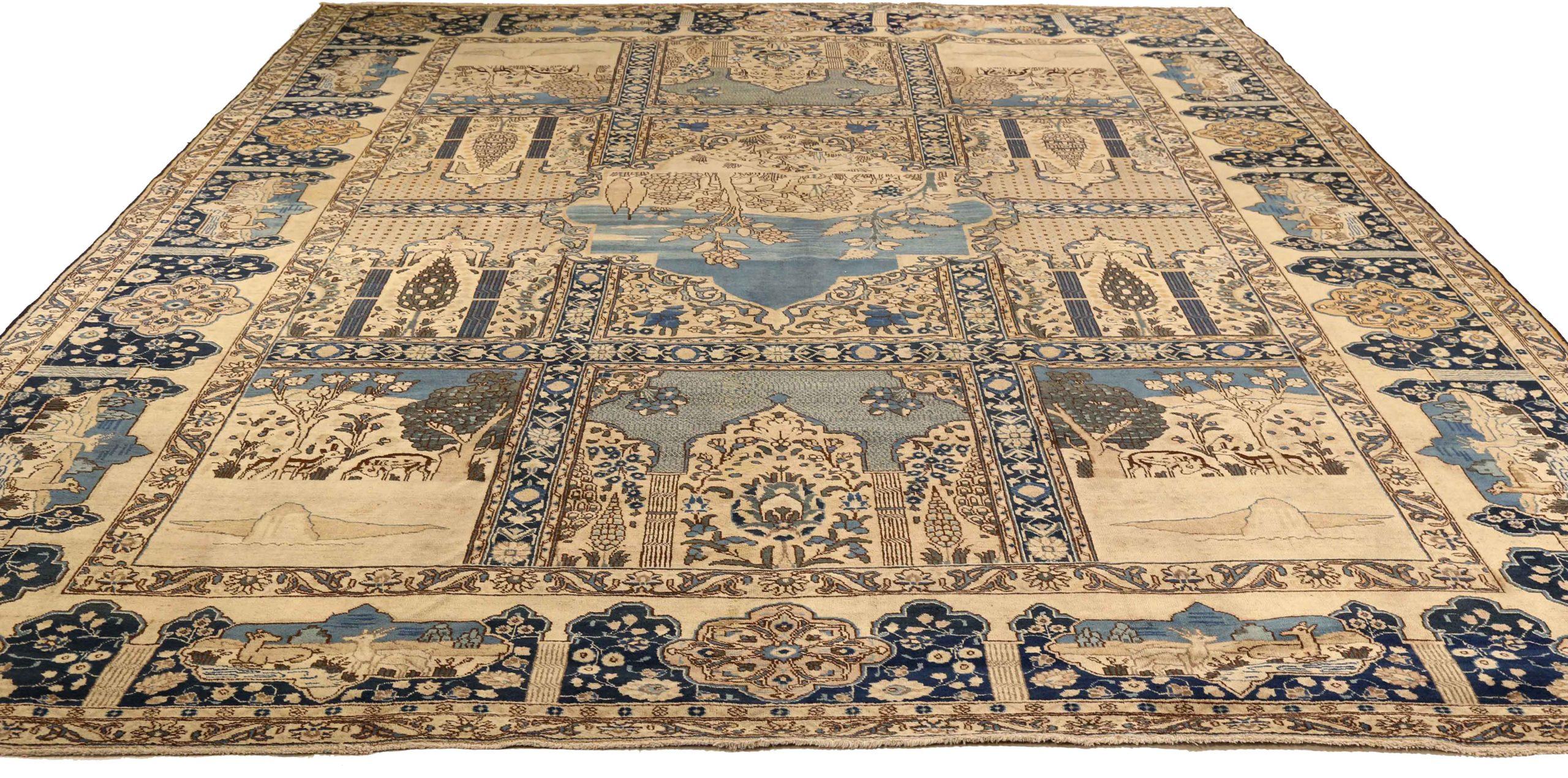 Scopri l'eleganza del Tabriz persiano con i tappeti d'area CIRCA del 1880. Progettato con lana e blu-avorio, questo design esclusivo è perfetto per valorizzare il tuo spazio.
