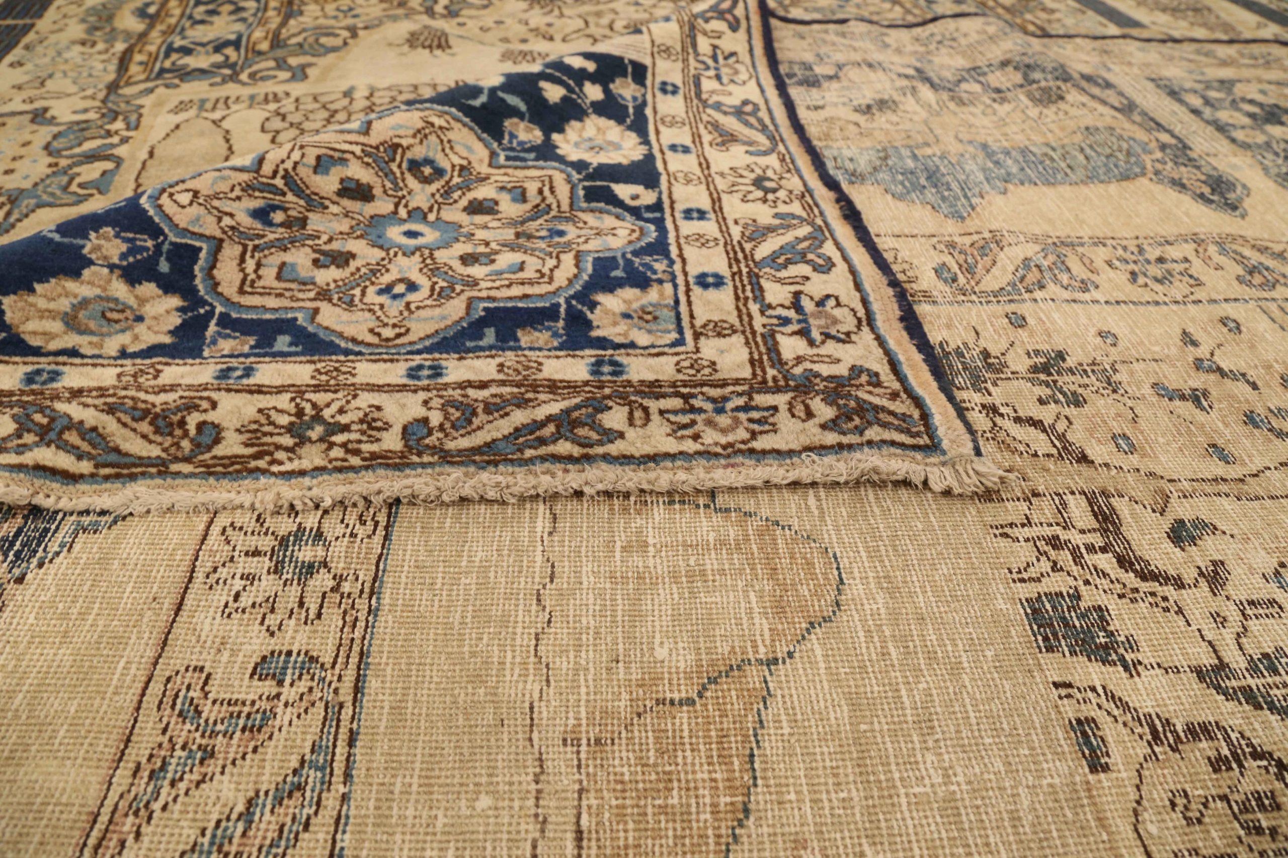Tappeti persiani Tabriz Circa 1880 - Lana blu avorio - 75126 In condizioni ottime in vendita a Dallas, TX