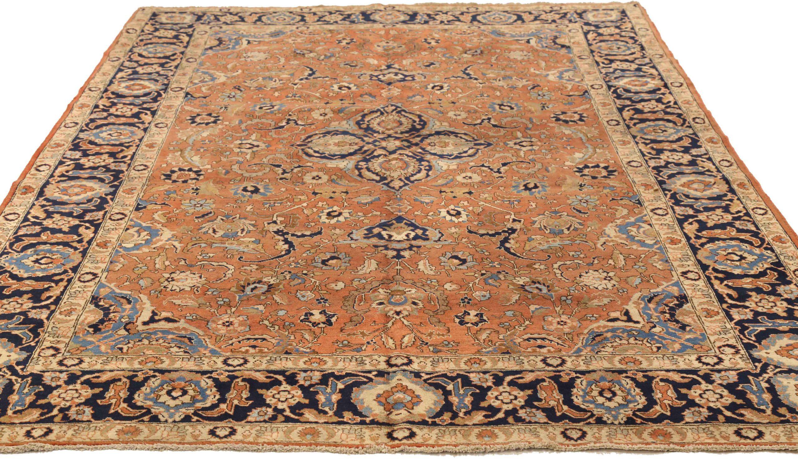 Scopri l'eleganza del Tabriz persiano con i tappeti d'area CIRCA del 1880. Progettato con lana e blu-avorio-marino-rosso, questo design esclusivo è perfetto per valorizzare il tuo spazio.