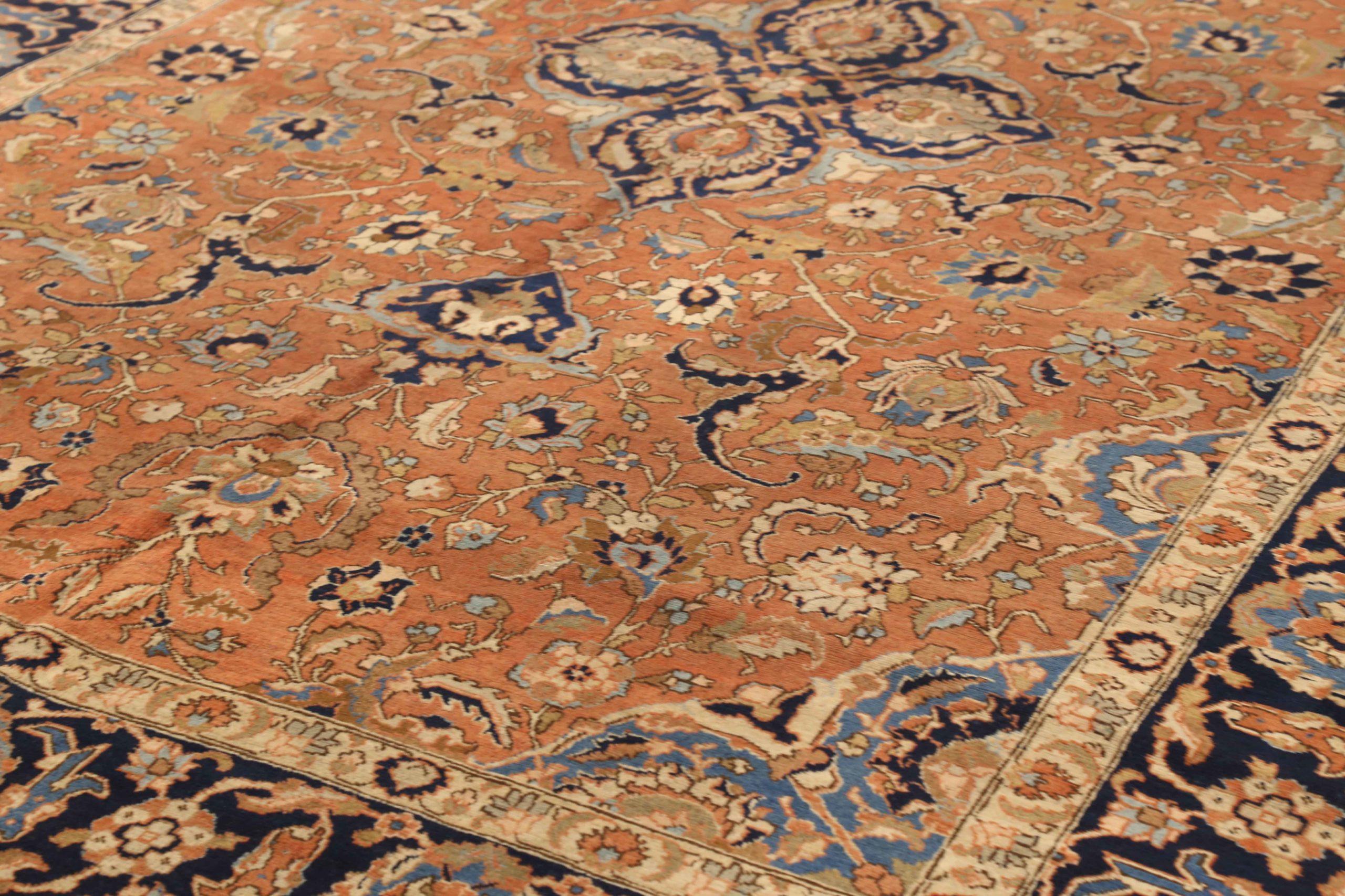 Asiatico Tappeti persiani Tabriz - Lana Blu Avorio Blu Navy Rosso 71446 in vendita