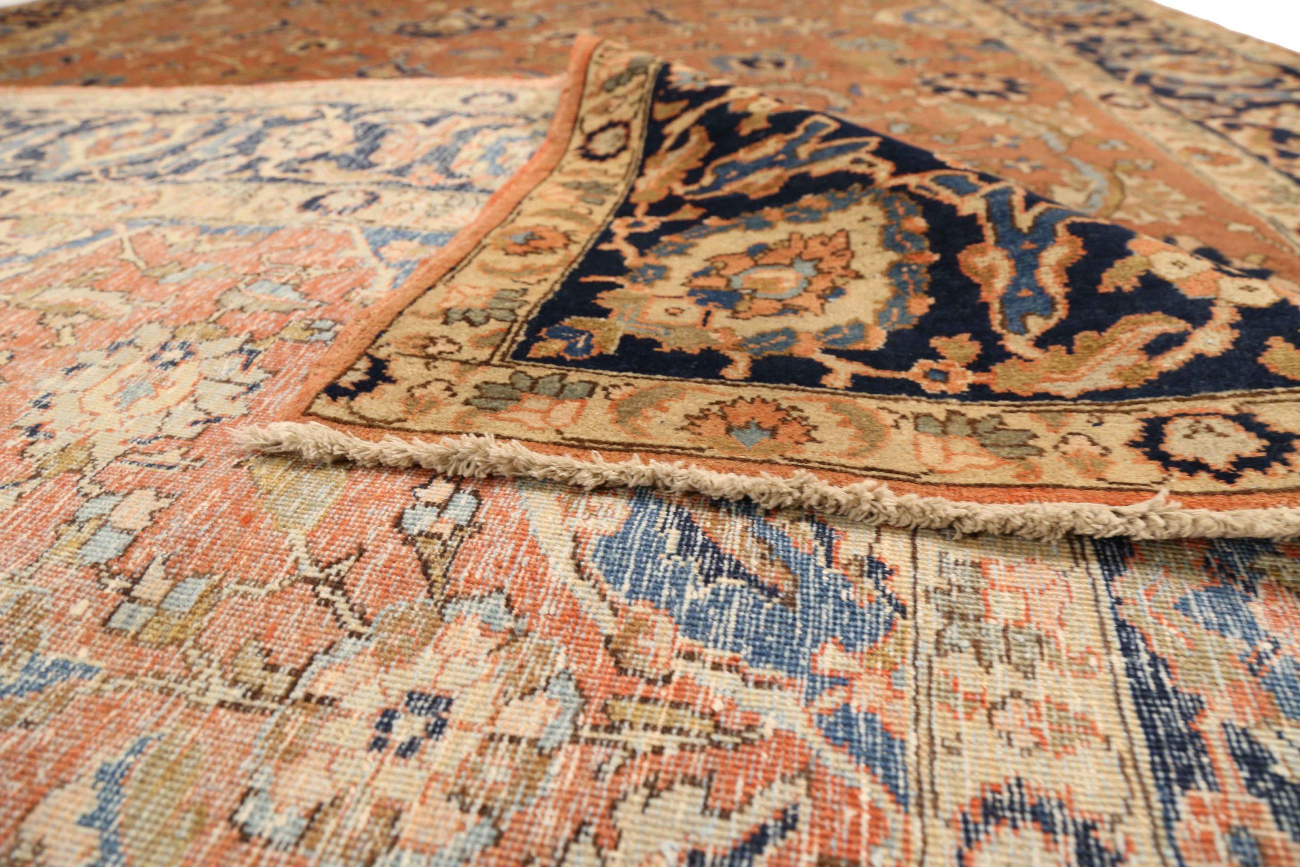Tappeti persiani Tabriz - Lana Blu Avorio Blu Navy Rosso 71446 In condizioni ottime in vendita a Dallas, TX