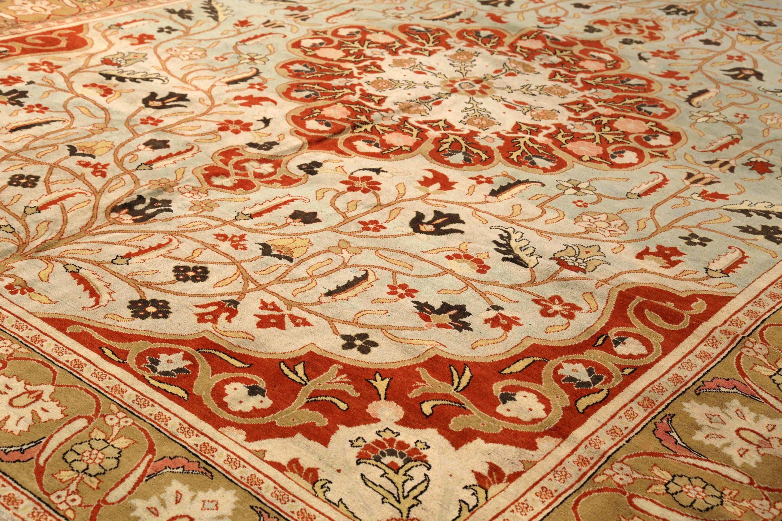 Asiatico Tappeti persiani Tabriz - Lana Blu Rosso Taupe 73914 in vendita