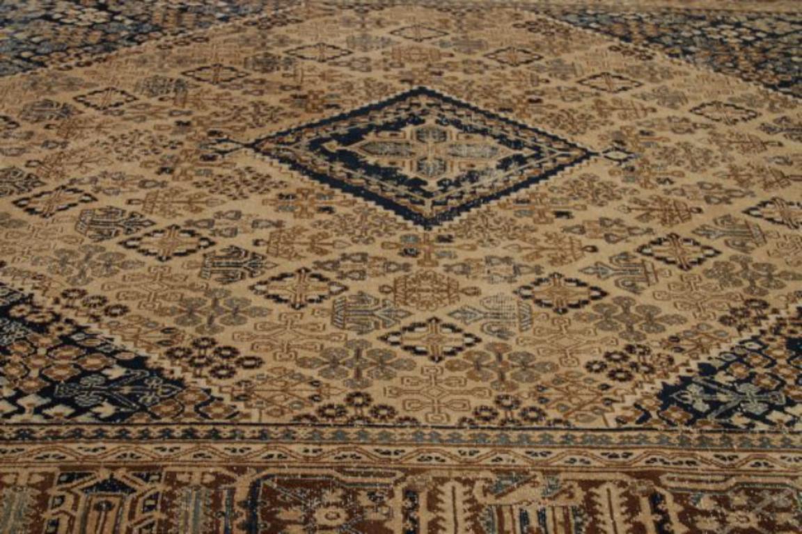 Asiatico Tappeti persiani Tabriz - Lana Marrone Avorio Blu Navy Design - 91762 in vendita