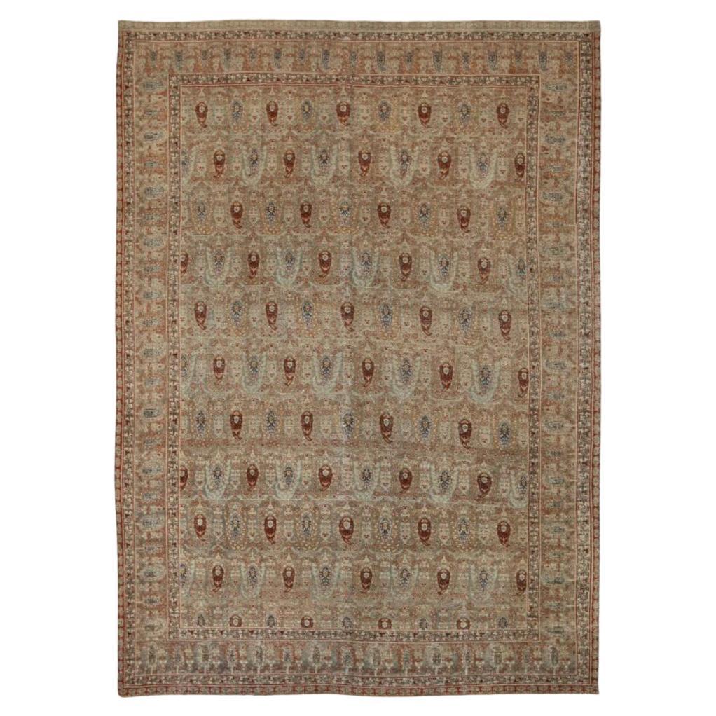 Persische Täbris Teppiche - Wolle Braun Elfenbein Rot Design - 91752
