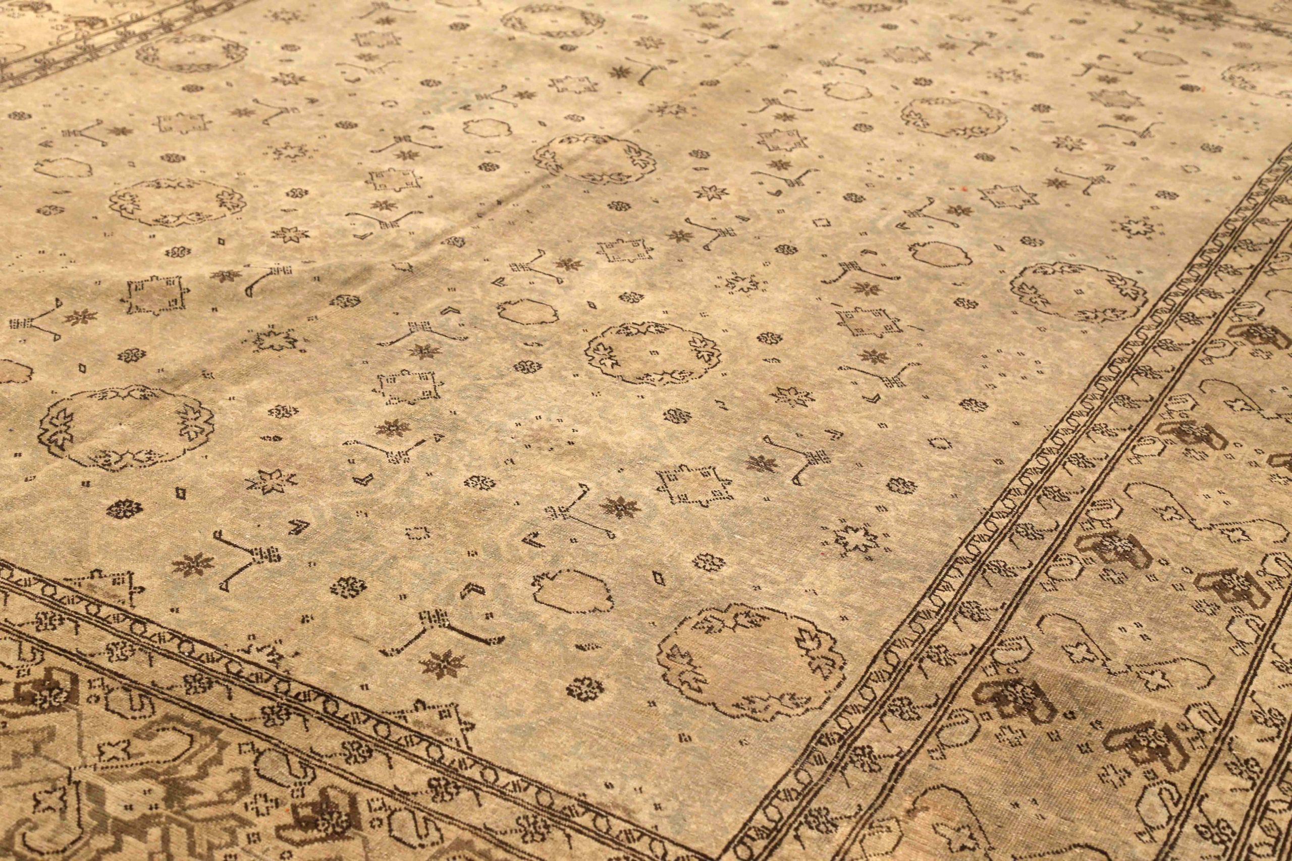 Asiatico Tappeti persiani Tabriz - Lana Marrone Avorio Taupe 73917 in vendita