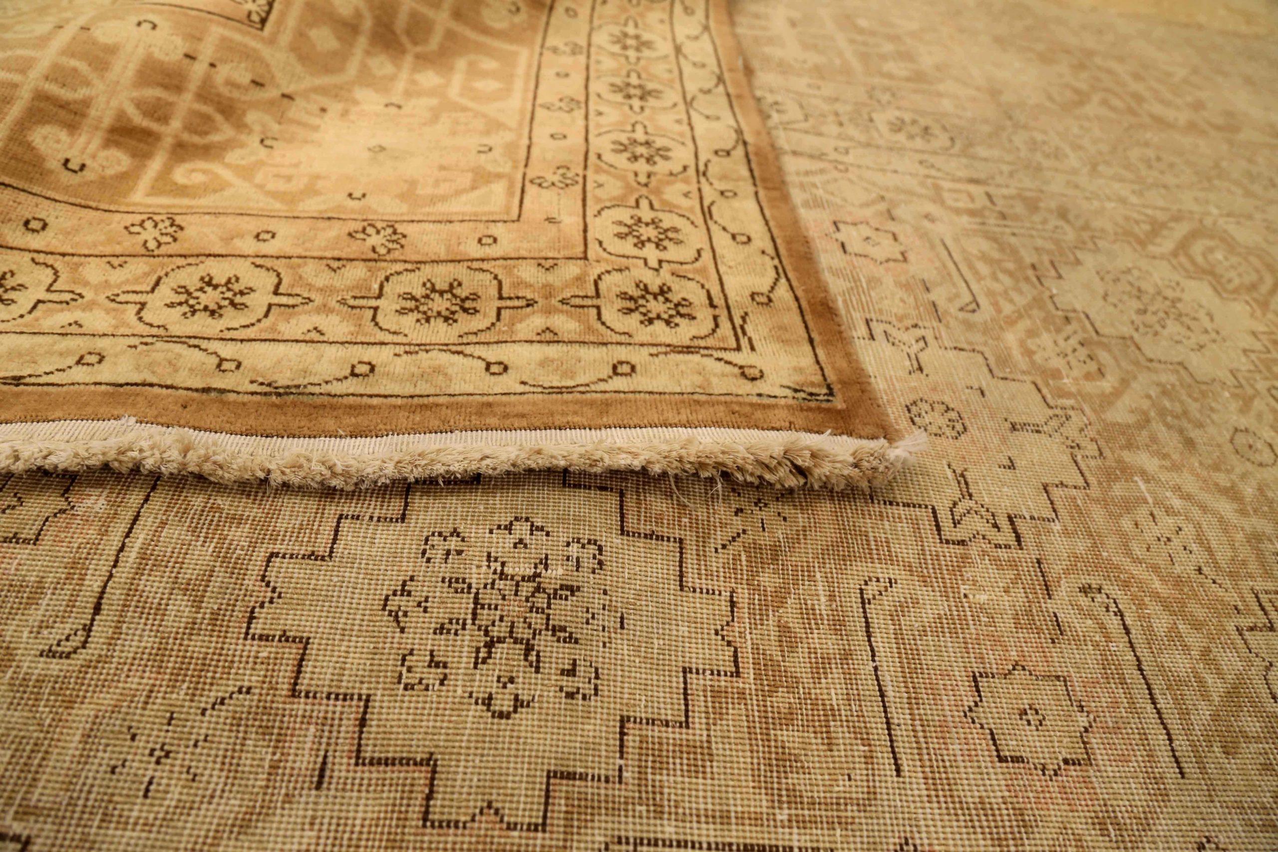 Persian Tabriz Area Rugs - Wool Brown Yellow Design - 75295 In Excellent Condition For Sale In Dallas, TX