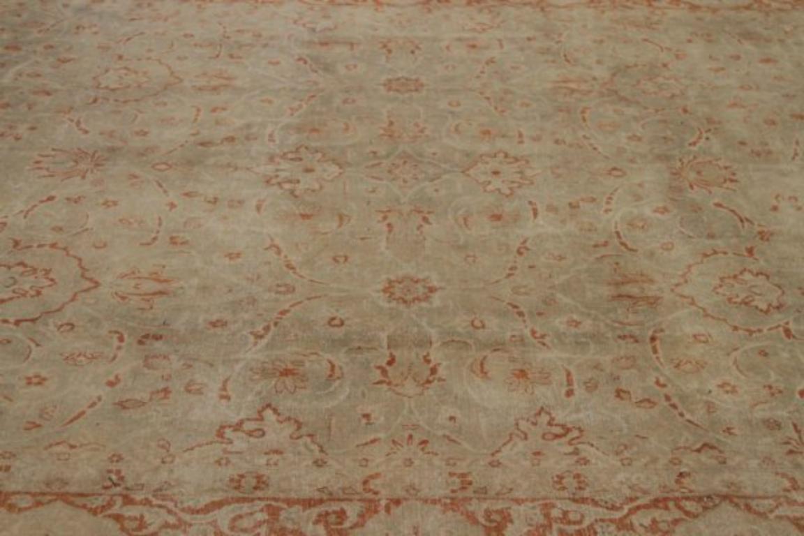 Asiatique Tapis de Tabriz en laine vert ivoire rouge motif persan - 91755 en vente