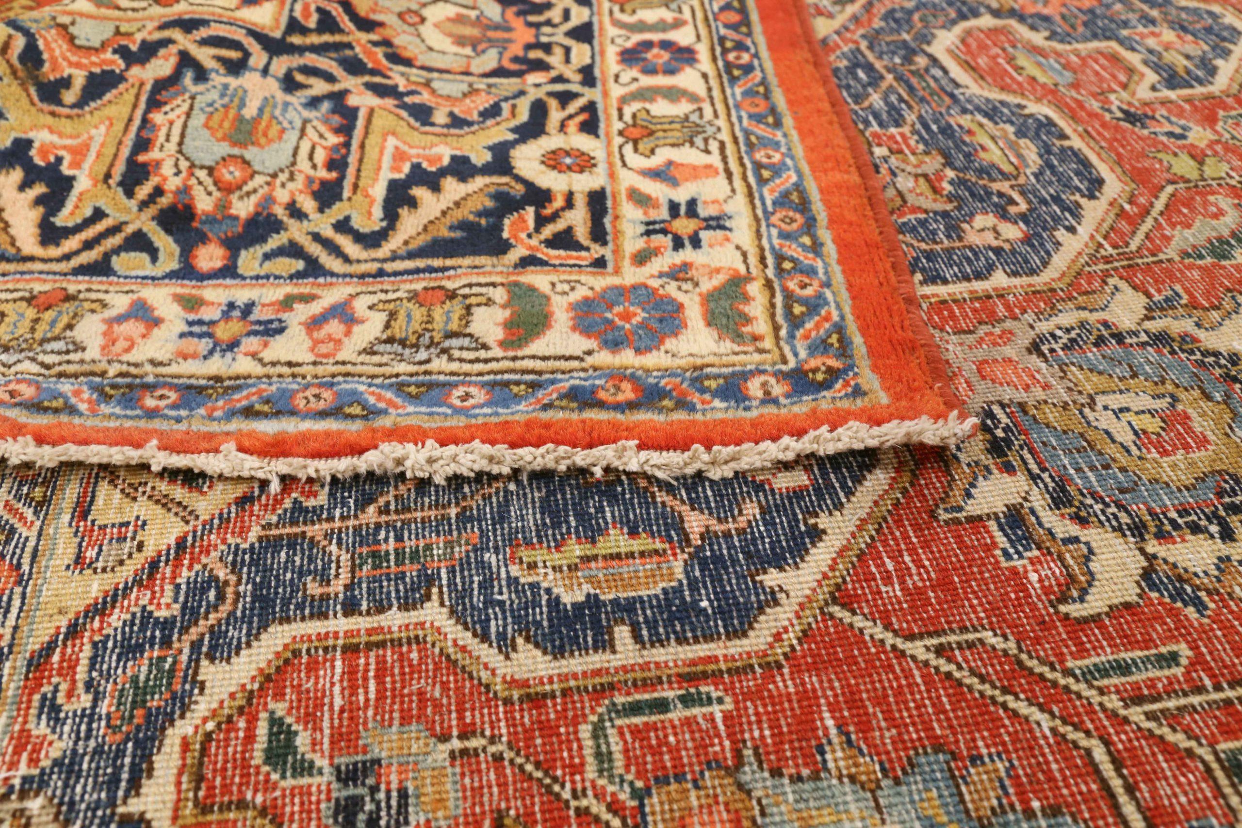 Tappeti persiani Tabriz - Lana Avorio Blu Navy Rosso 73308 In condizioni ottime in vendita a Dallas, TX