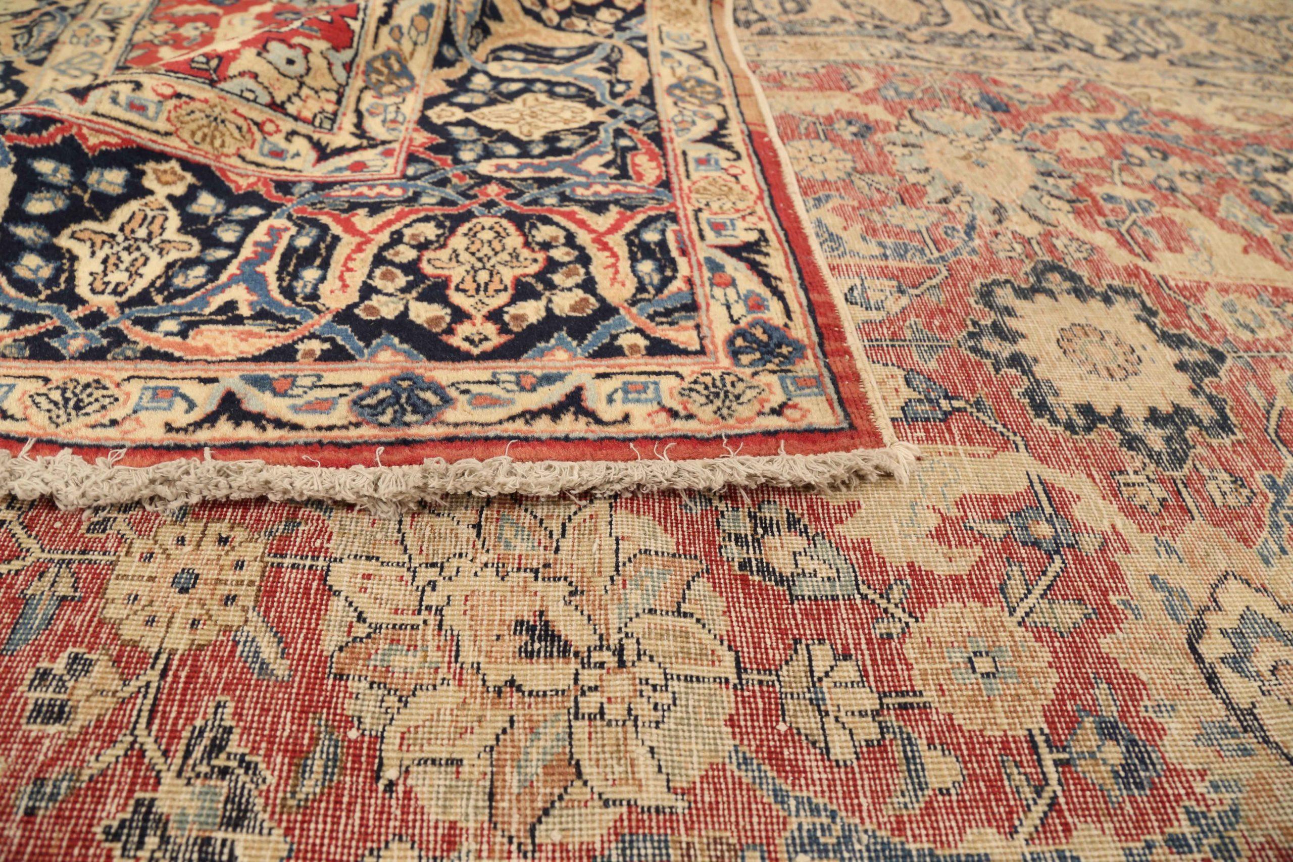 Alfombras Persas Tabriz - Lana Marfil Azul Marino Diseño Rojo - 75211 en Excelente estado para la venta en Dallas, TX