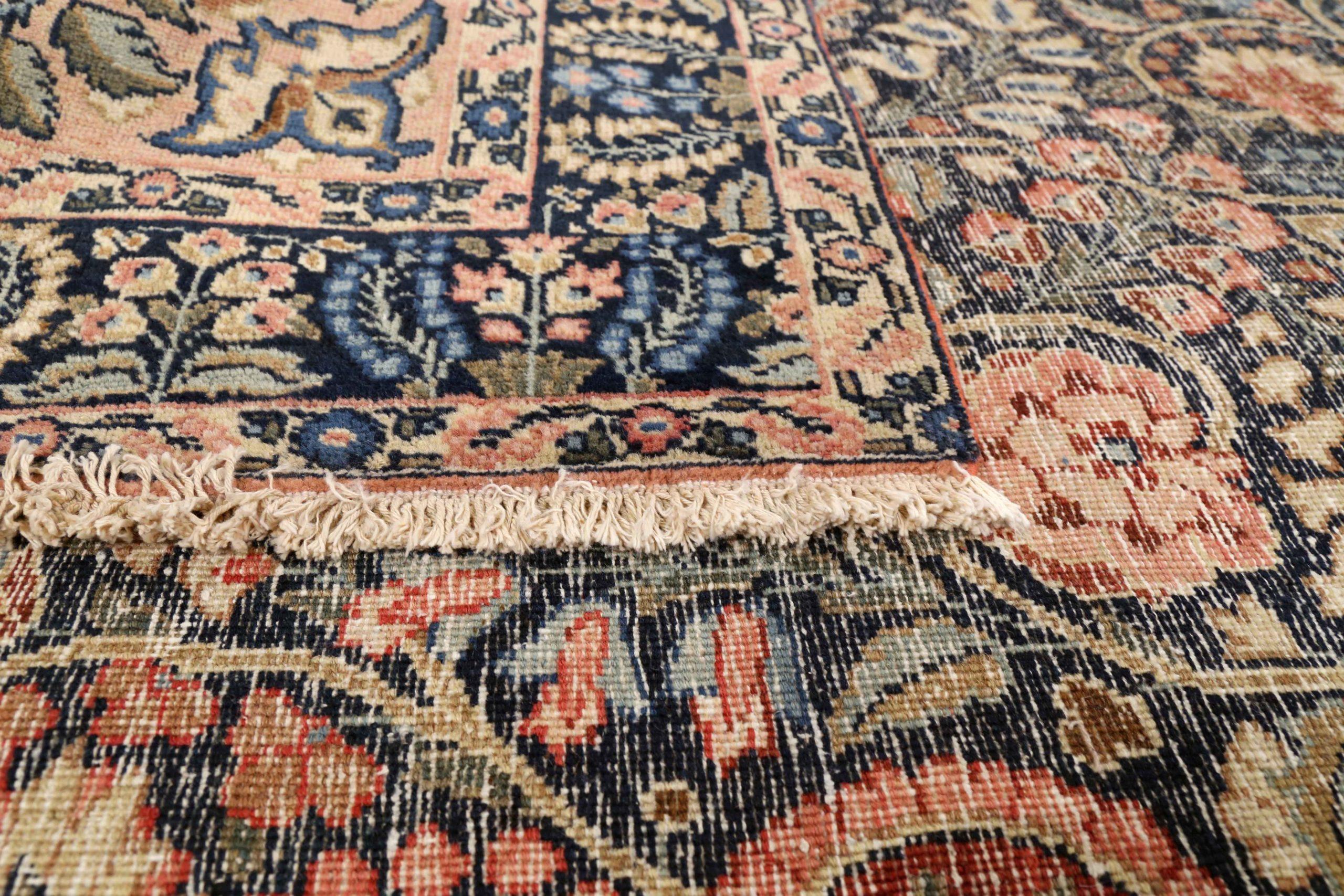 Tapis persans de Tabriz - Laine ivoire bleu marine bleu rouge motif - 75331 Excellent état - En vente à Dallas, TX
