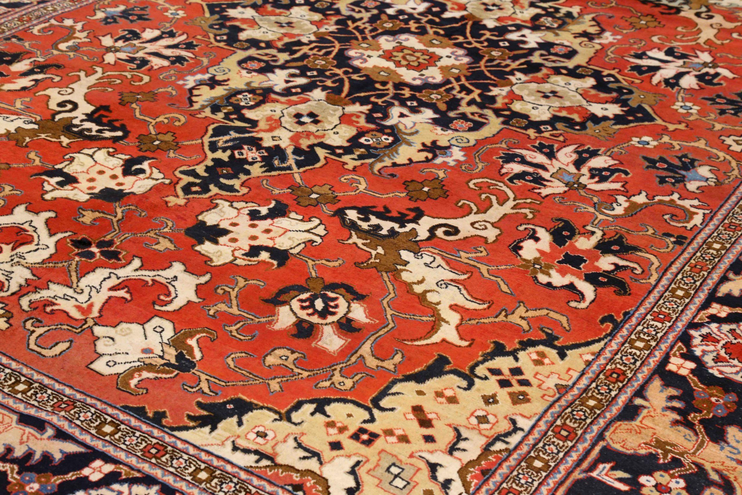 Asiatico Tappeti persiani Tabriz - Lana Avorio Blu Navy Rosso - 75337 in vendita
