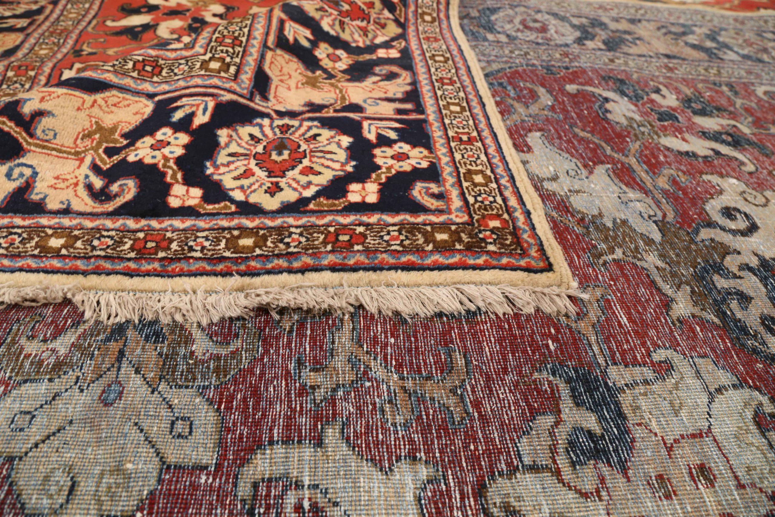 Tappeti persiani Tabriz - Lana Avorio Blu Navy Rosso - 75337 In condizioni ottime in vendita a Dallas, TX