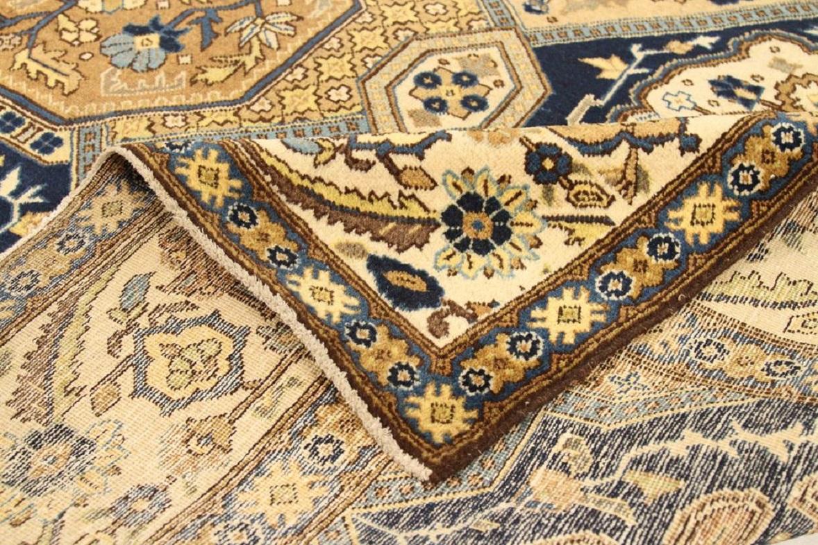 Tappeti persiani Tabriz - Lana Avorio Blu Navy Giallo 71095 In condizioni ottime in vendita a Dallas, TX