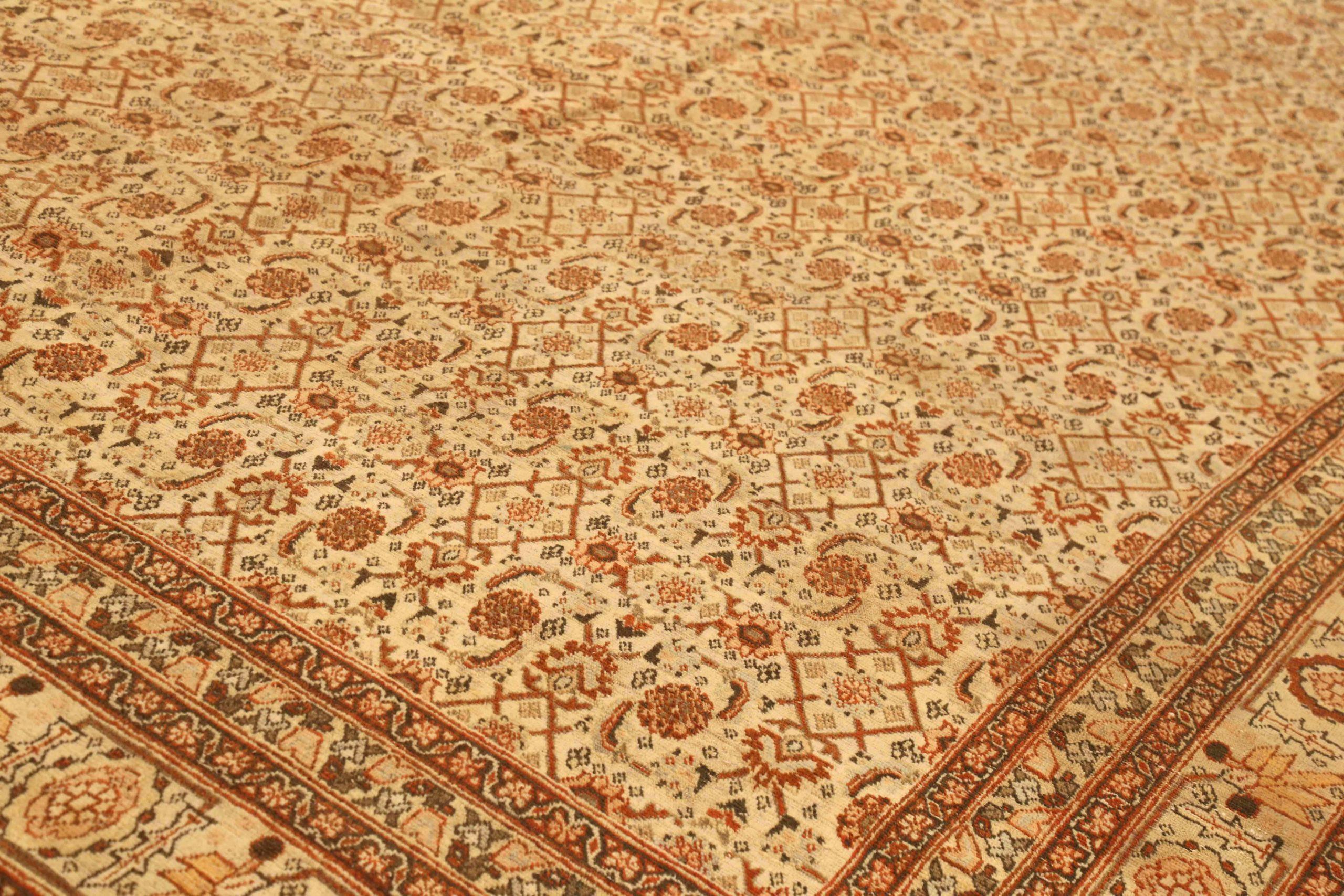 Asiatico Tappeto persiano Tabriz Circa 1880 - Lana Avorio Rosso 73794 in vendita