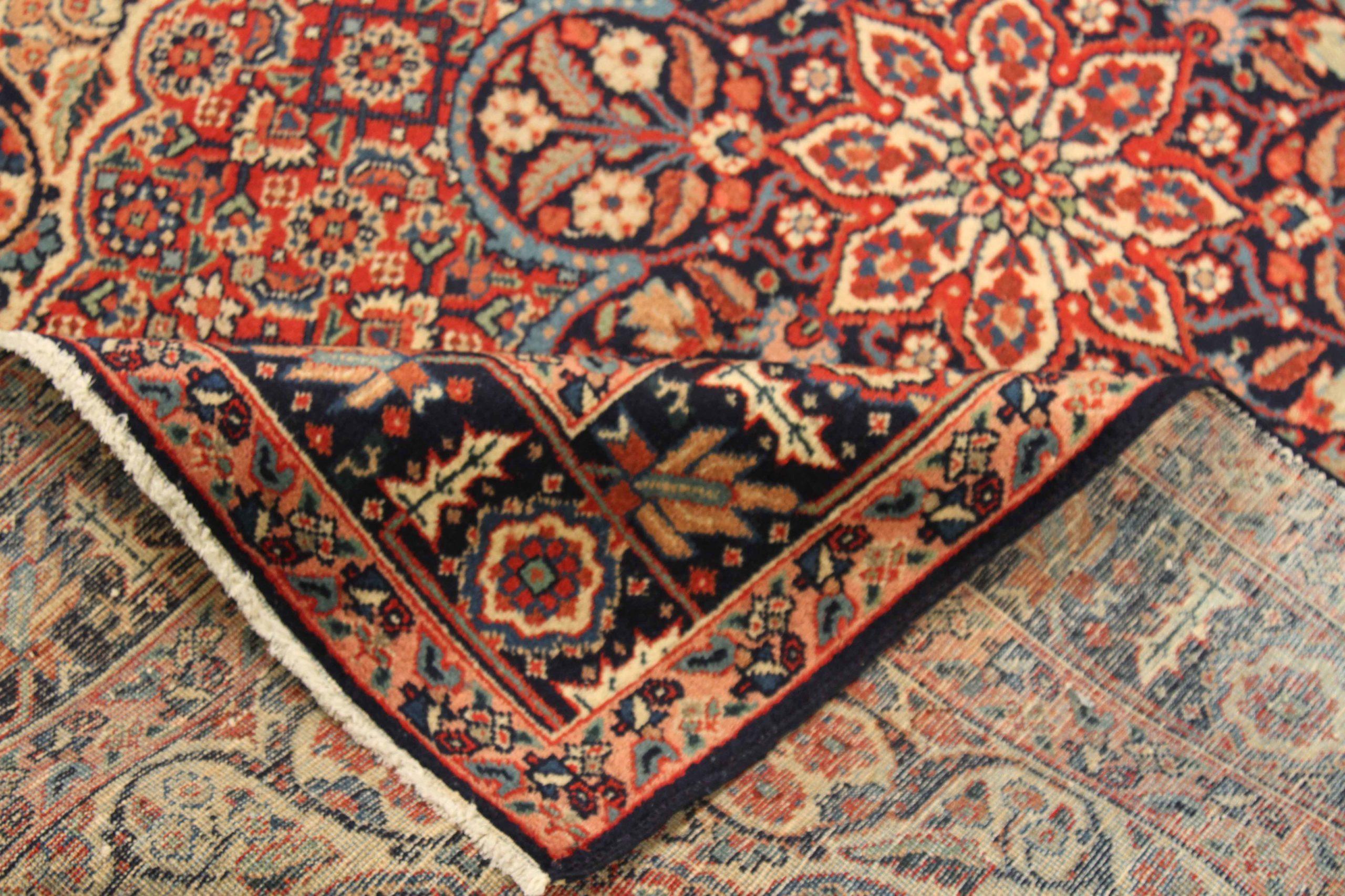 Asiatico Tappeti persiani Tabriz - Lana Avorio Blu Navy Rosso 10633 in vendita