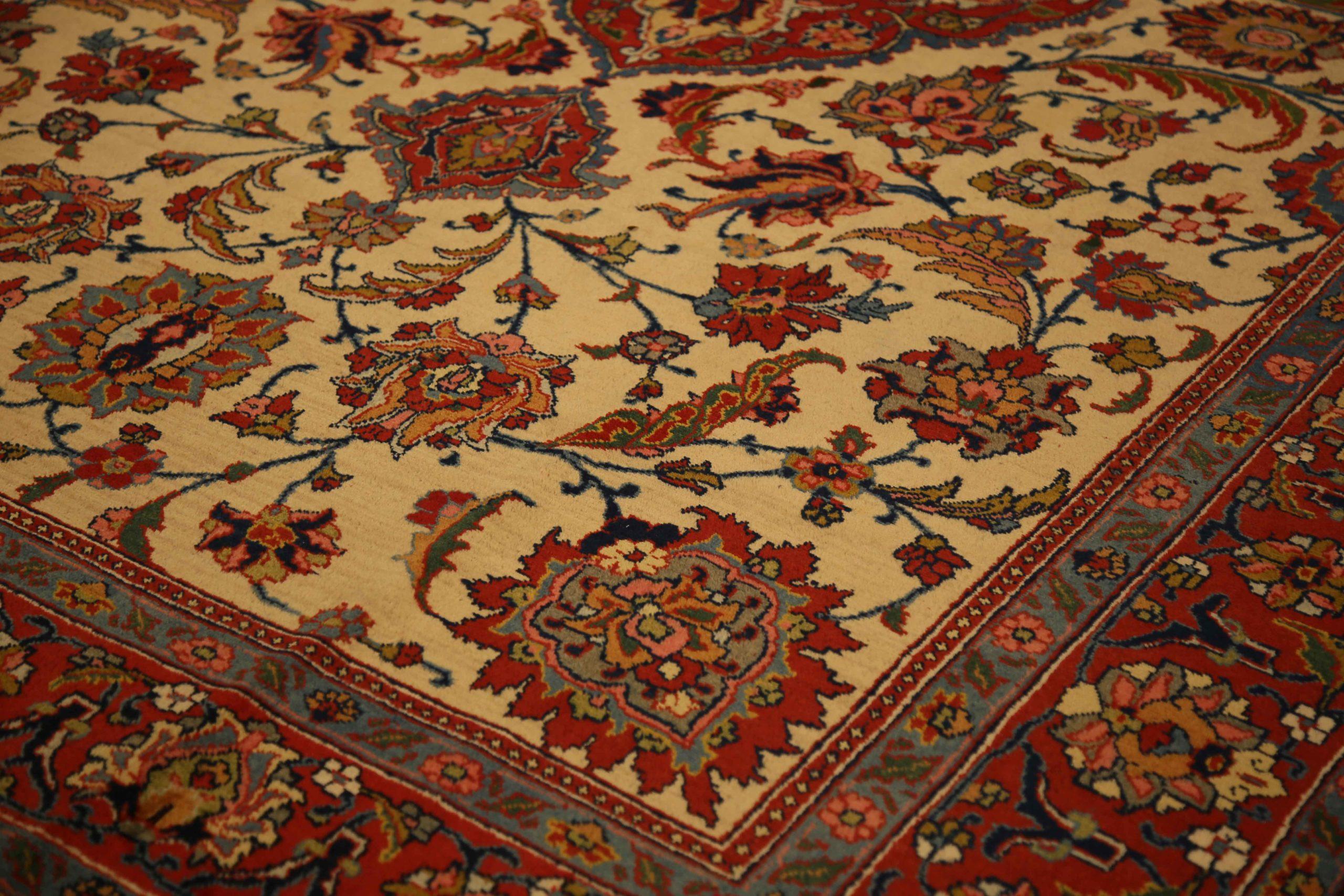 Asiatico Tappeti persiani Tabriz - Lana Avorio Rosso 10642 in vendita