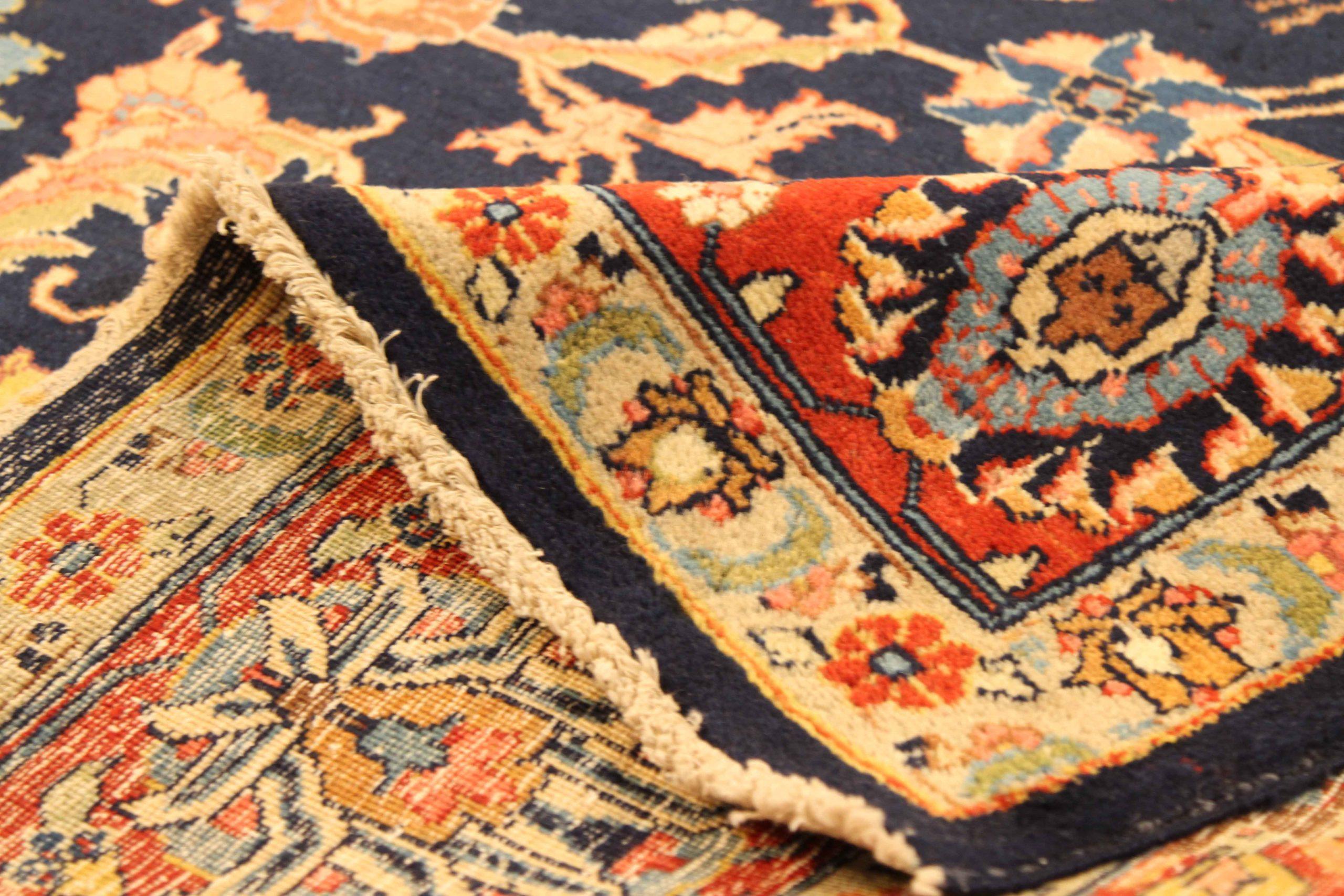 Tappeti persiani Tabriz - Lana Blu Navy Rosso Giallo 71677 In condizioni ottime in vendita a Dallas, TX