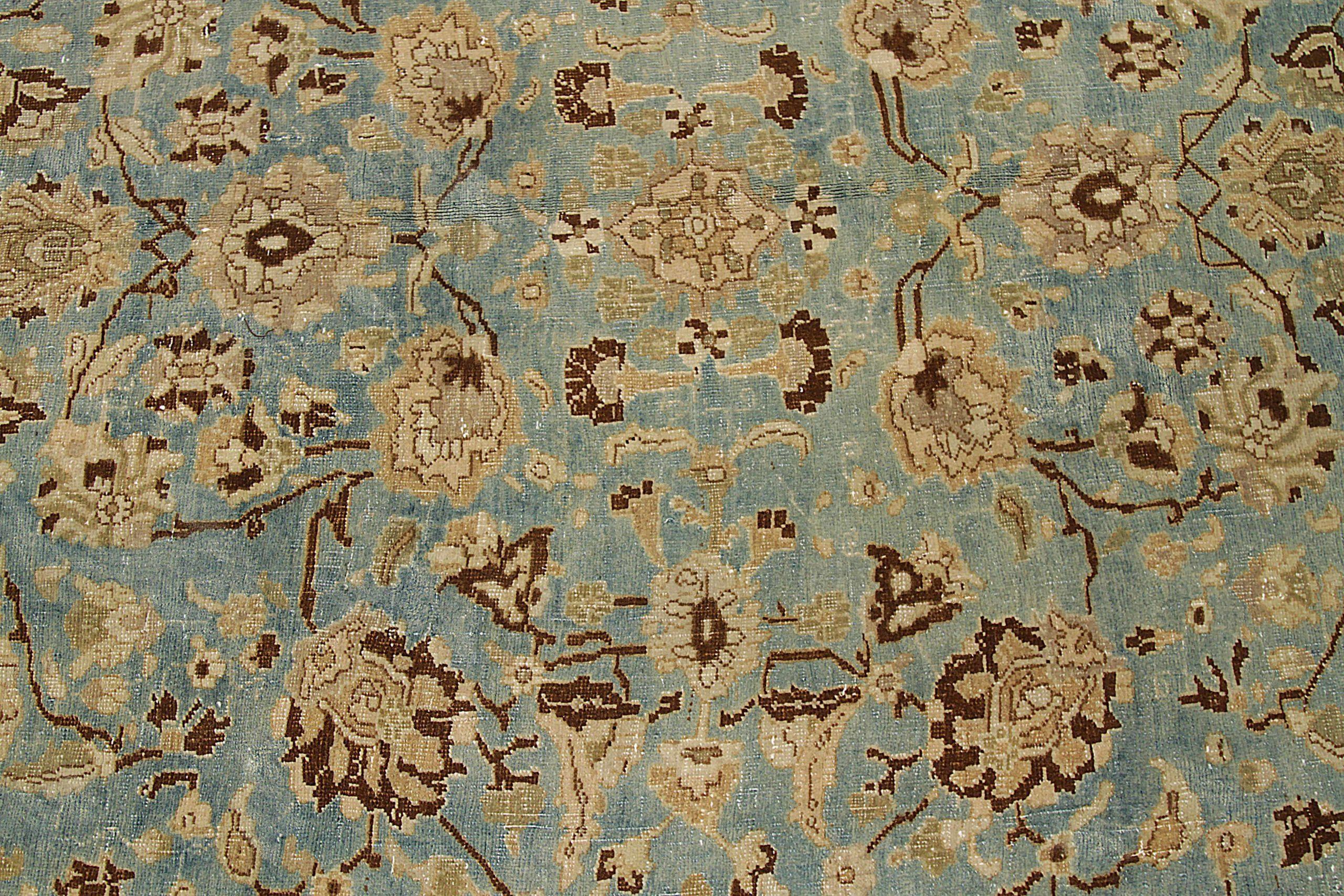 Asiatico Tappeti persiani Tabriz Circa 1910 - Lana Blu Marrone Giallo Design - 92547 in vendita