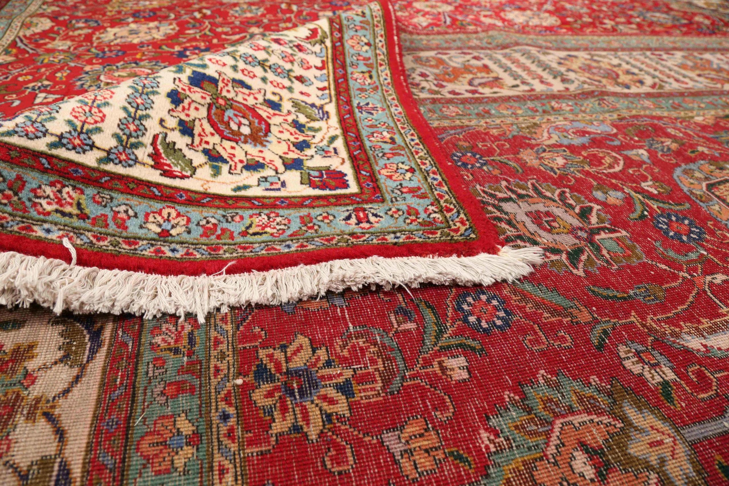 Persische Täbris-Teppiche um 1910 - Wolle Blau Elfenbein Rot 71975 im Zustand „Hervorragend“ im Angebot in Dallas, TX