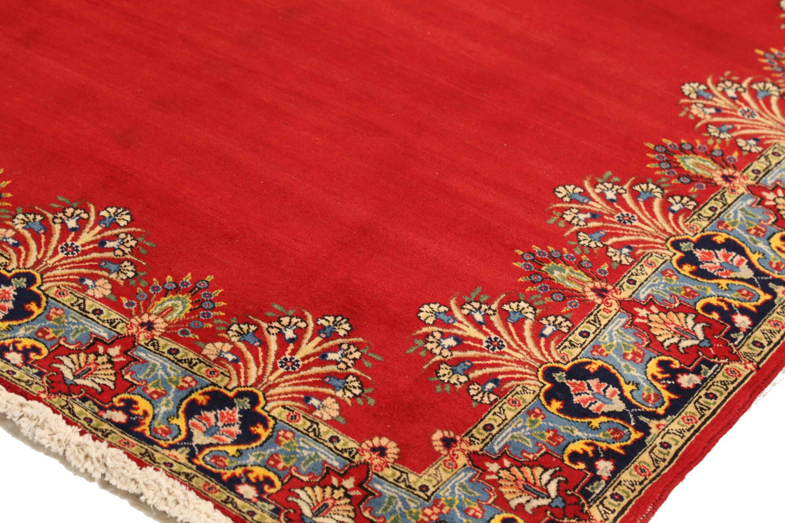 Persische Täbris-Teppiche um 1910 - Wolle Blau Elfenbein Rot 74093 (Asiatisch) im Angebot