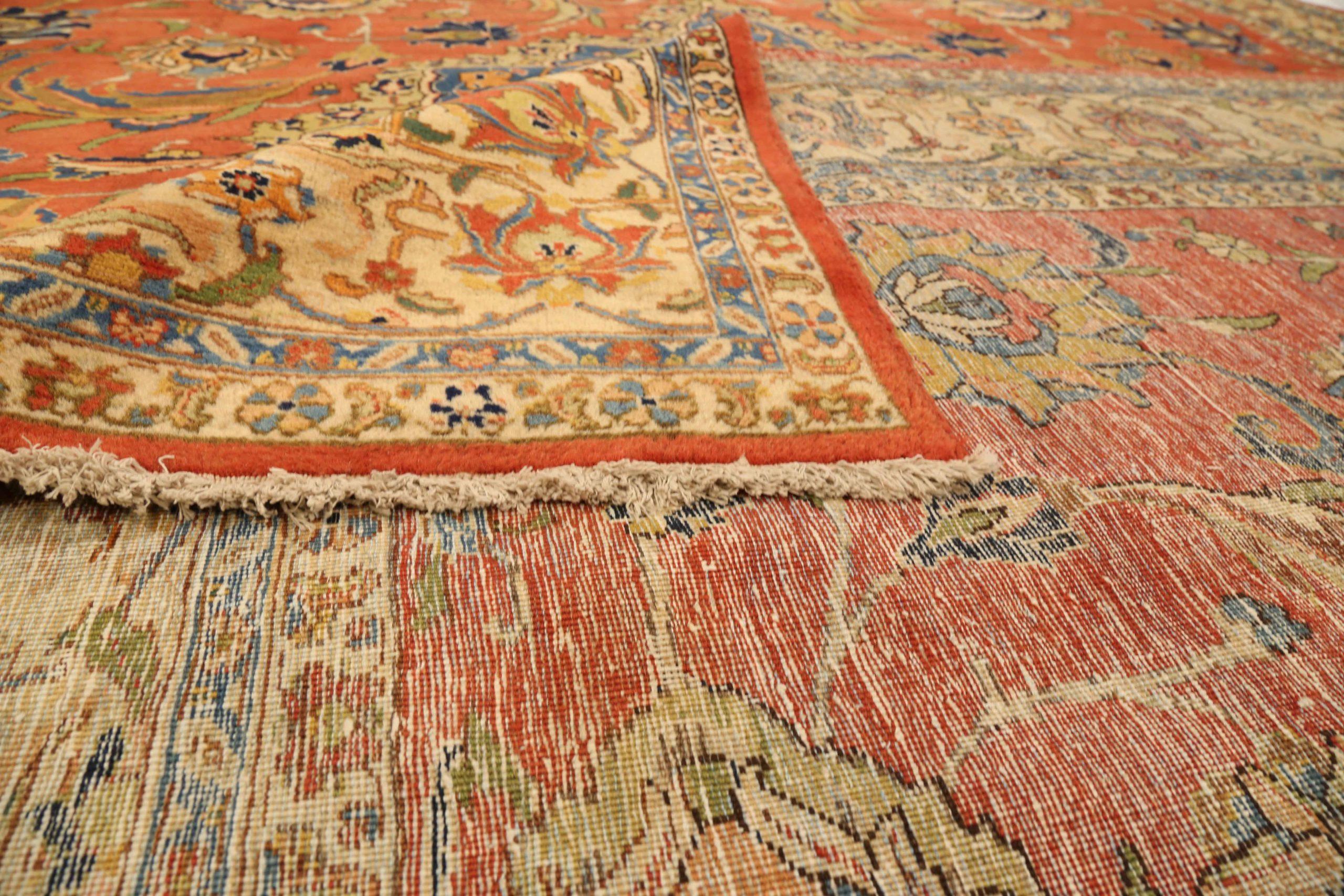Tappeti persiani Tabriz Circa 1910 - Lana blu avorio rosso - 75241 In condizioni ottime in vendita a Dallas, TX
