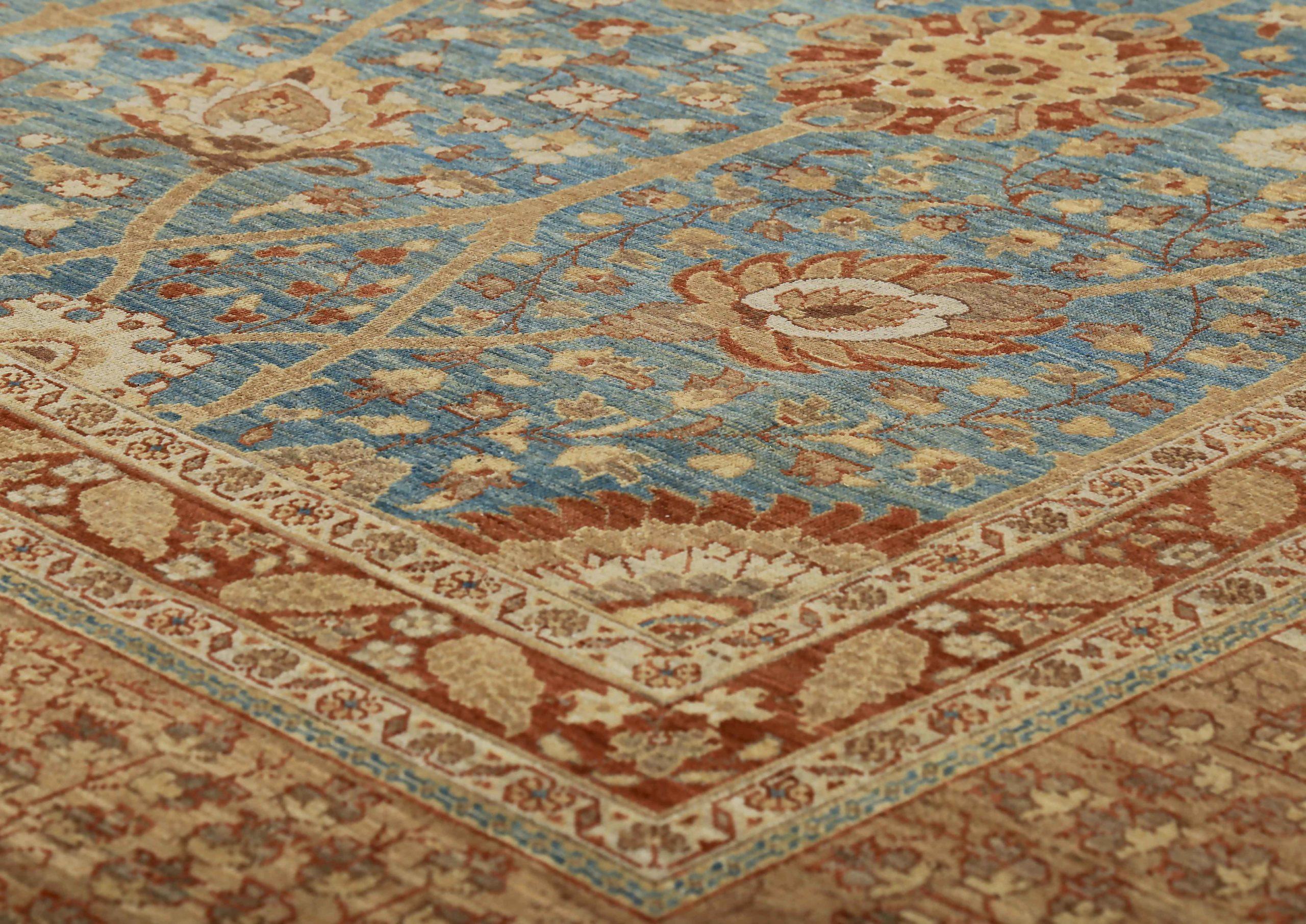 Asiatico Tappeti persiani Tabriz Circa 1910 - Lana Blu Avorio Rosso Design - 89708 in vendita