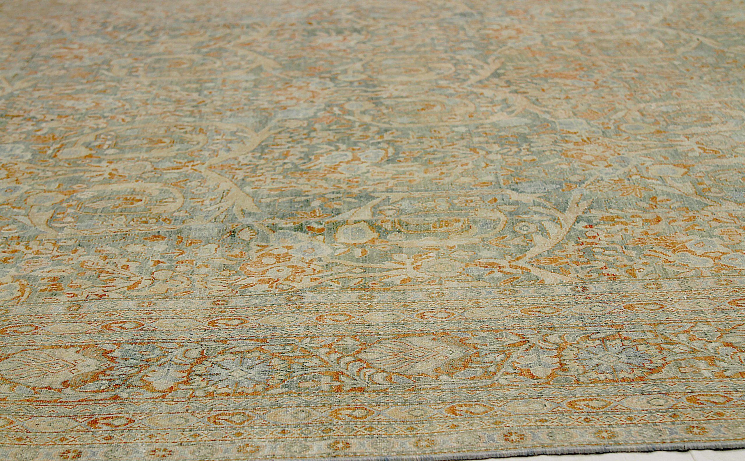 Tappeti persiani Tabriz Circa 1910 - Lana blu avorio rosso - 92544 In condizioni ottime in vendita a Dallas, TX