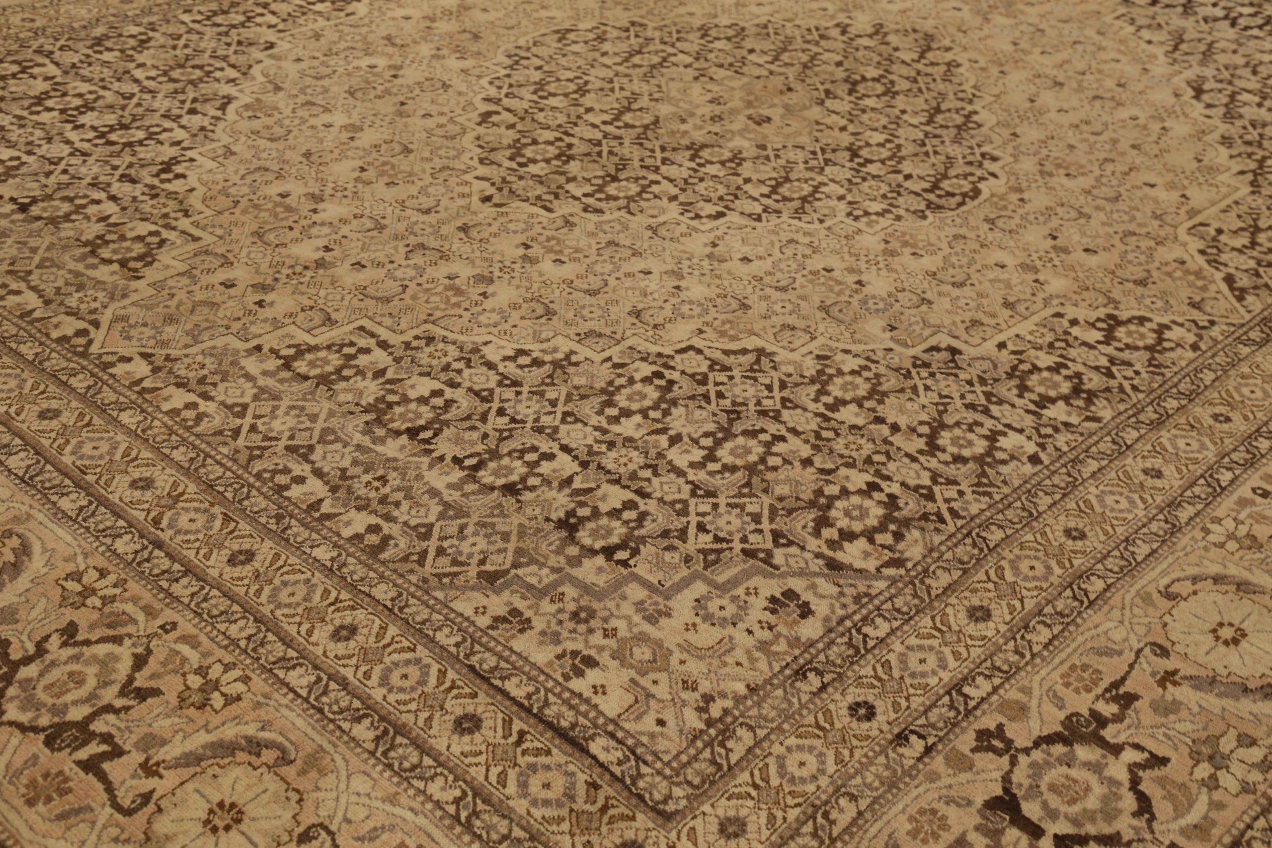 Asiatico Tappeti persiani Tabriz Circa 1910 - Lana Marrone Avorio 72153 in vendita